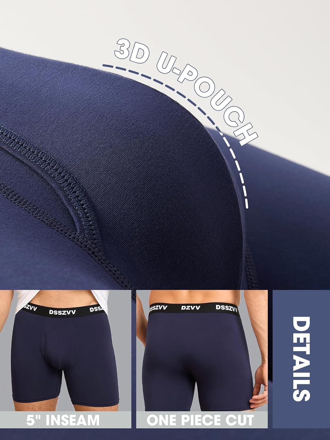 Men's Boxer Briefs Soft Stretch Breathable Underwear for Men 3 Pack Value Comfort No Riding Up