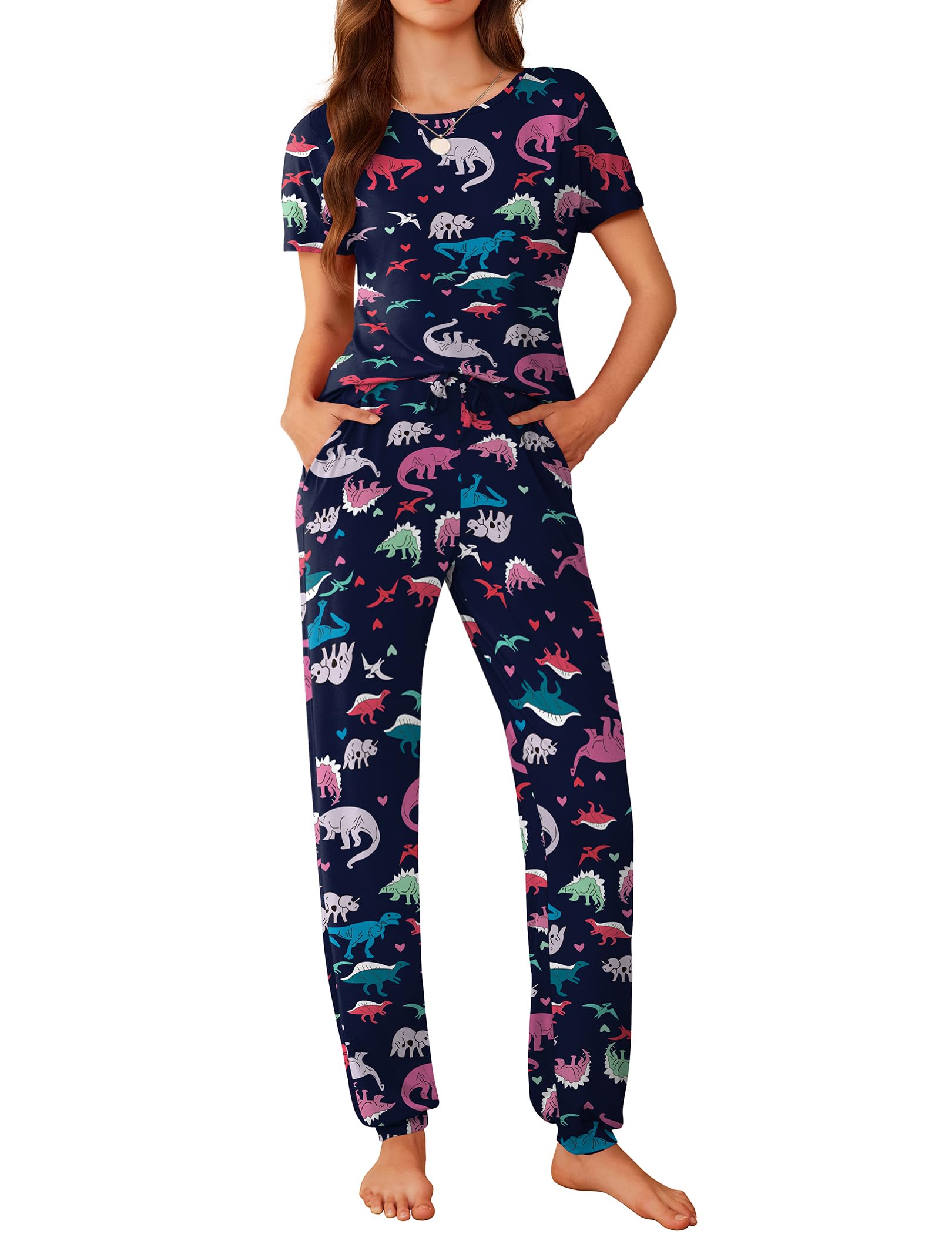 Ekouaer Pajamas for Womens Set Soft 2 Piece Loungewear with Jogger Pants