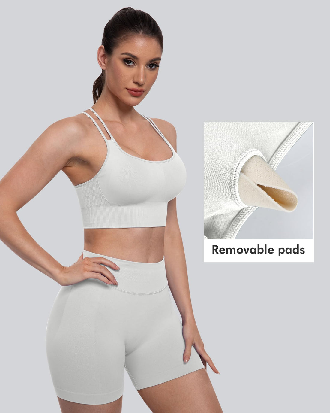 CHRLEISURE Sports Bras for Women, 4 Packs Padded High Support Workout Yoga Seamless Criss-Cross Racerback Bras