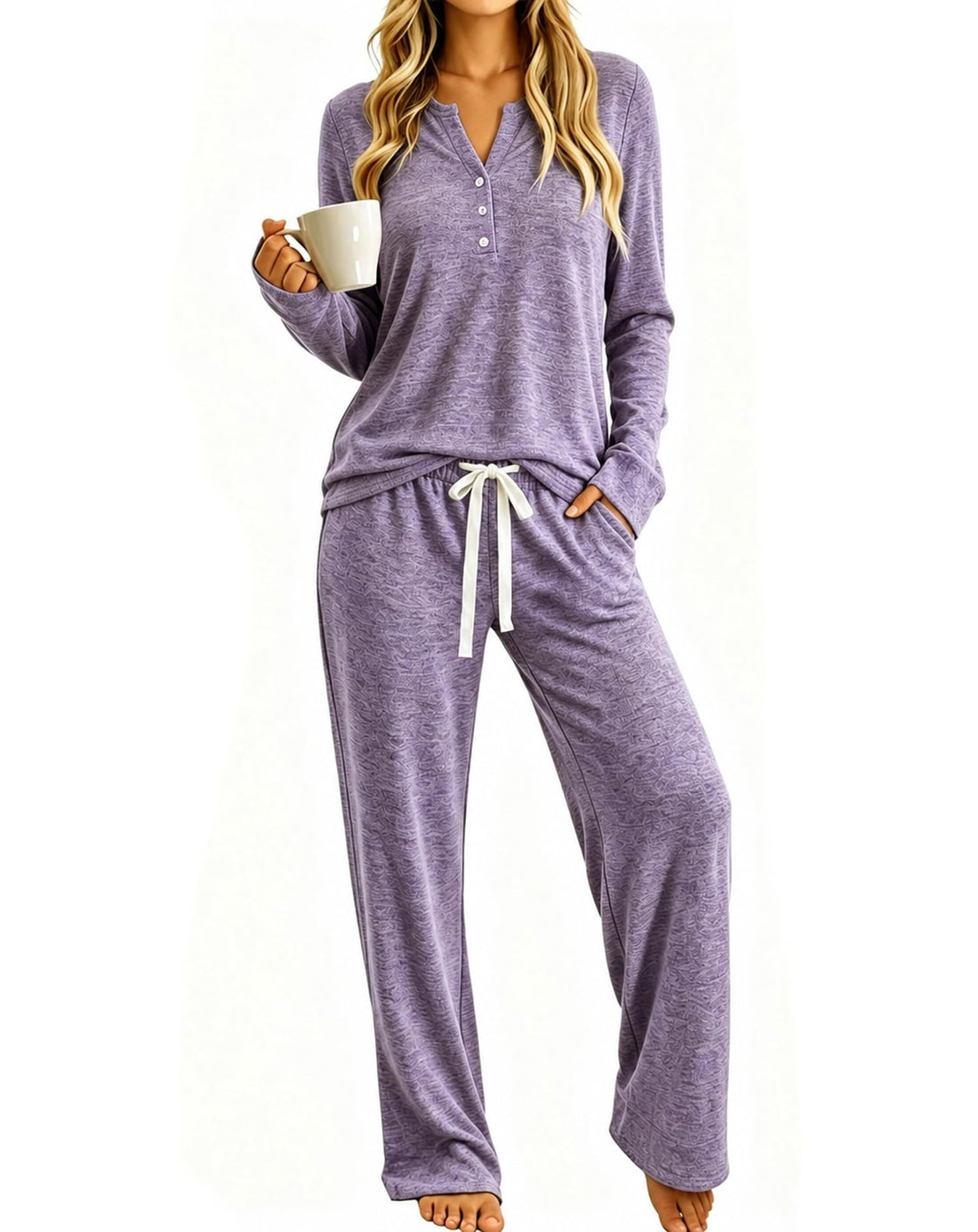 Womens Pajamas Set Long Sleeve Soft Loungewear 2 Pieces Fall&Winter