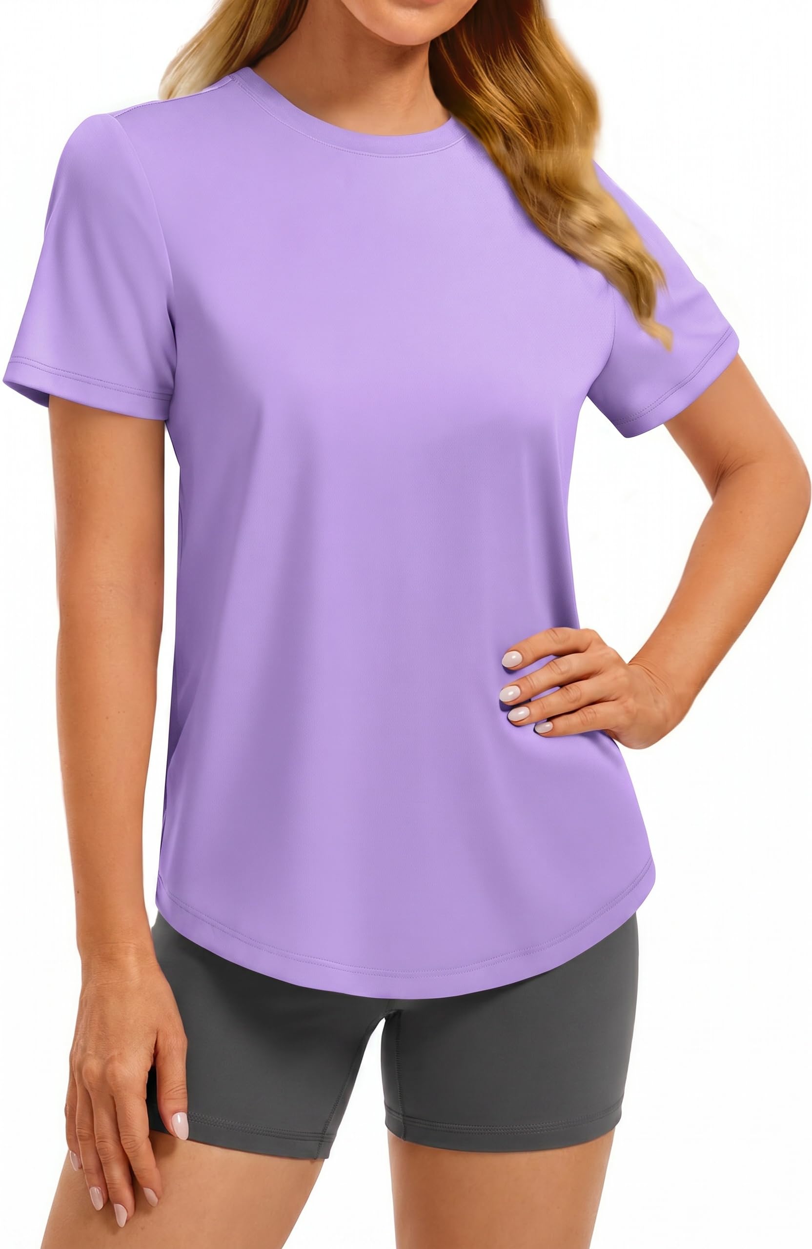 PINSPARK Soft Workout Tops for Women UPF 50+ Sun Protection Shirt Quick Dry Athletic Running Hiking Travel Basic Tee Shirts