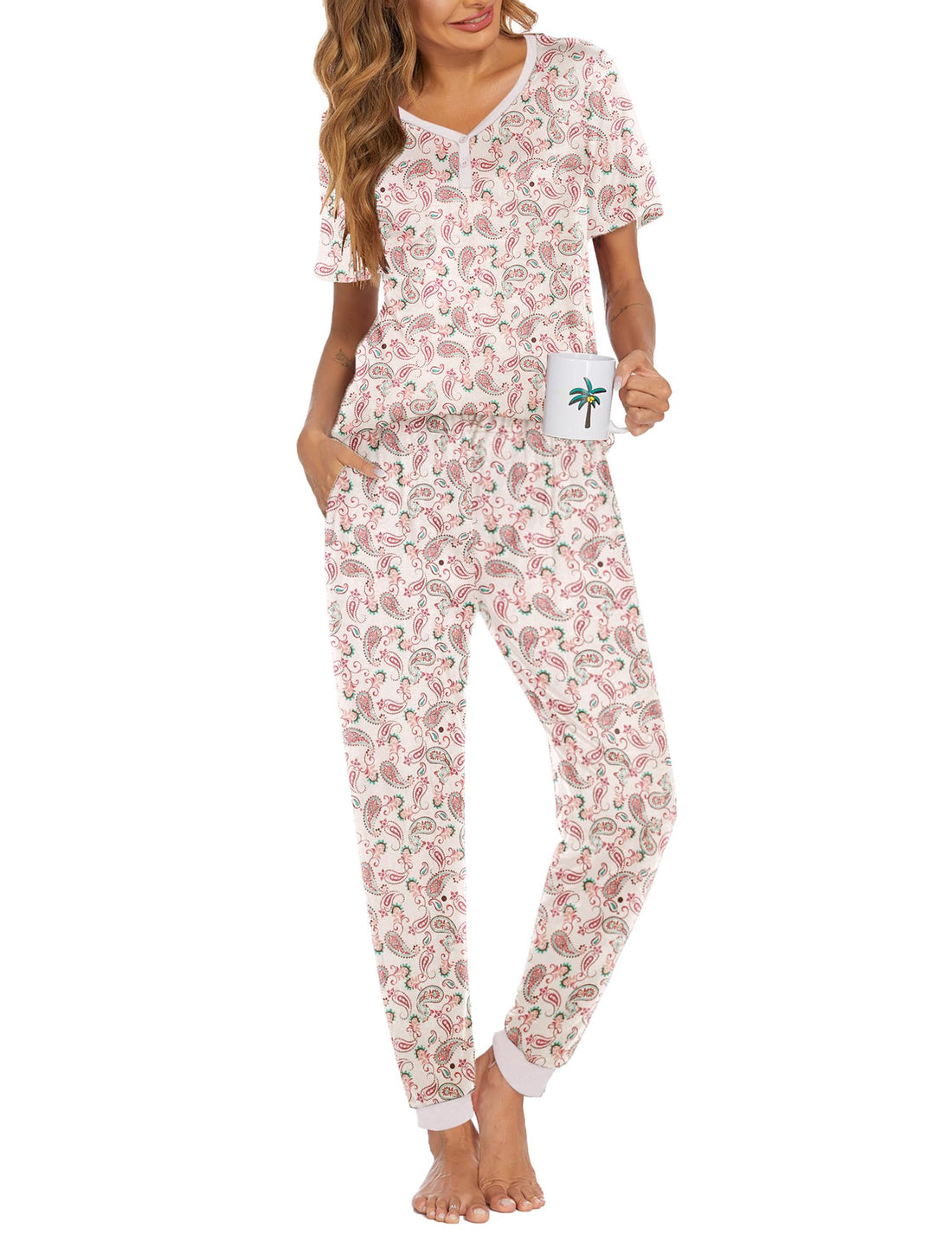 Ekouaer Pajamas for Women Set 2 Piece Fall Sleepwear with Pockets