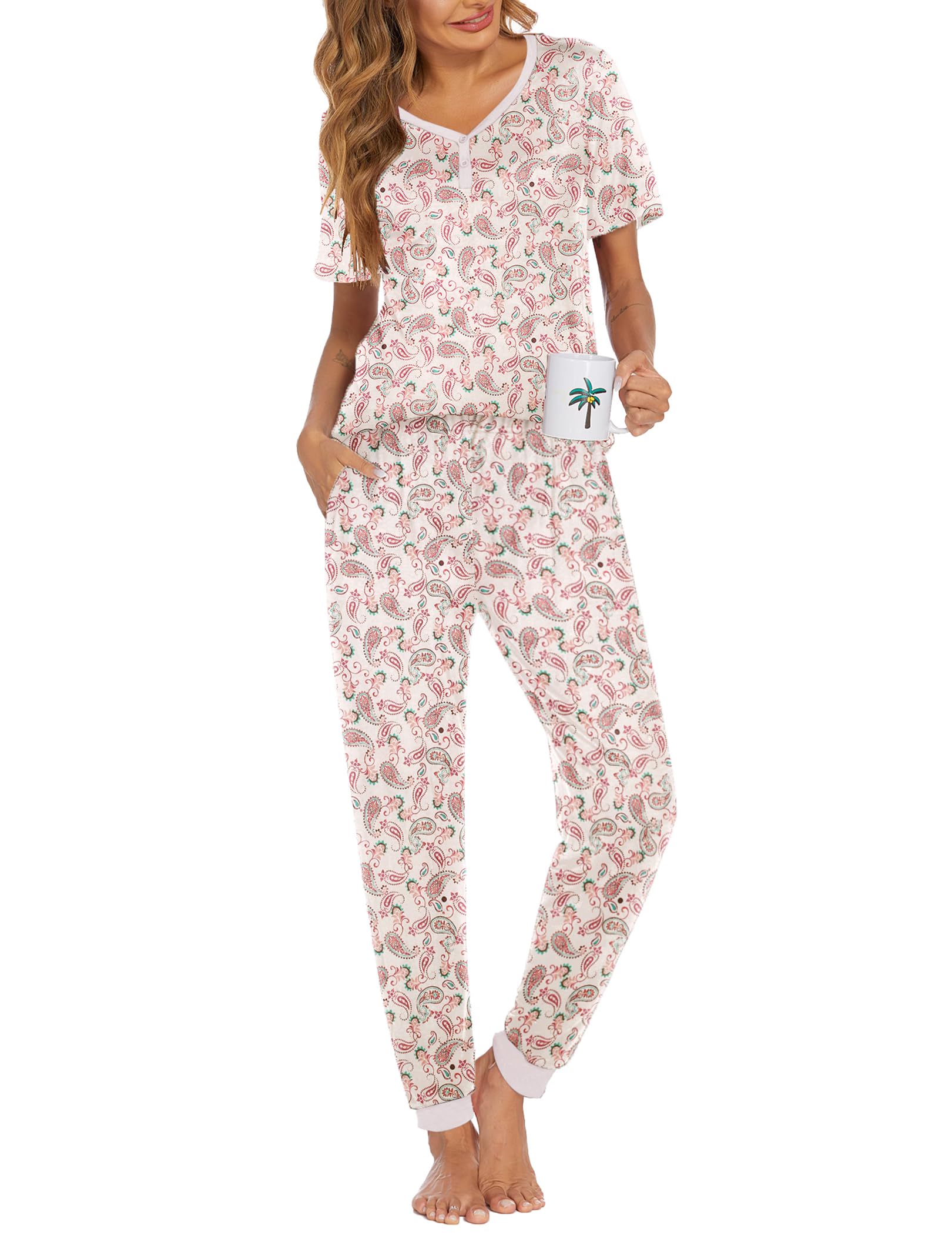 Ekouaer Pajamas for Women Set 2 Piece Fall Sleepwear with Pockets