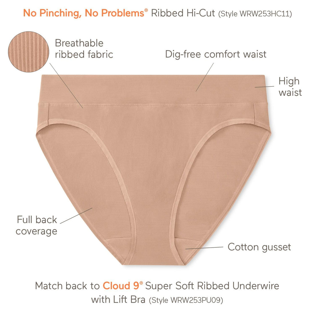 Warner's womens Warners Women'sno Pinching, No Problem Dig-free High Waist Hi-cut Wrw253hc11