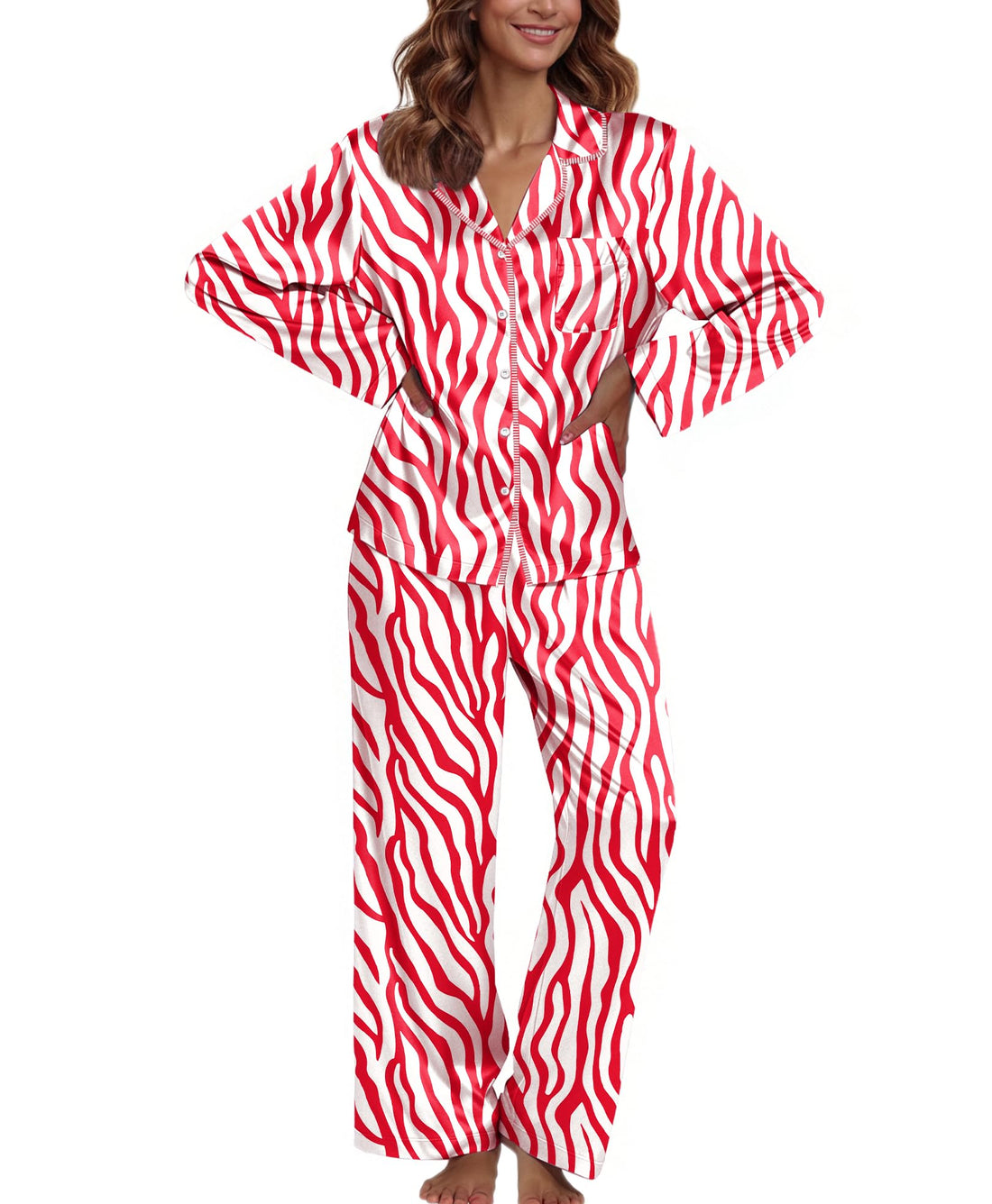 Ekouaer Pajamas For Women Silk Pjs Long Sleeve Button Down Lounge Sets