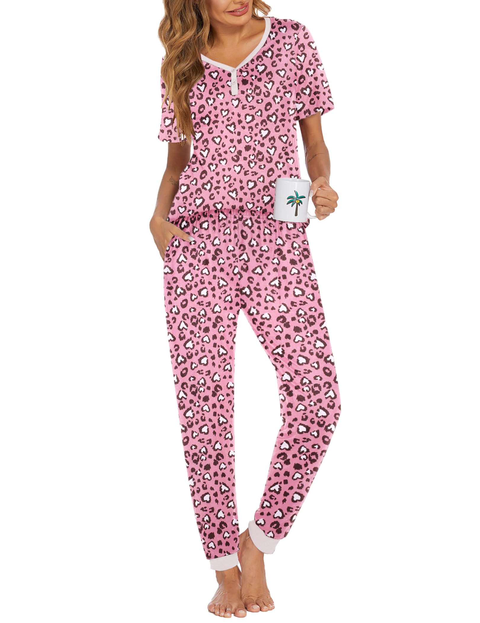 Ekouaer Pajamas for Women Set 2 Piece Fall Sleepwear with Pockets