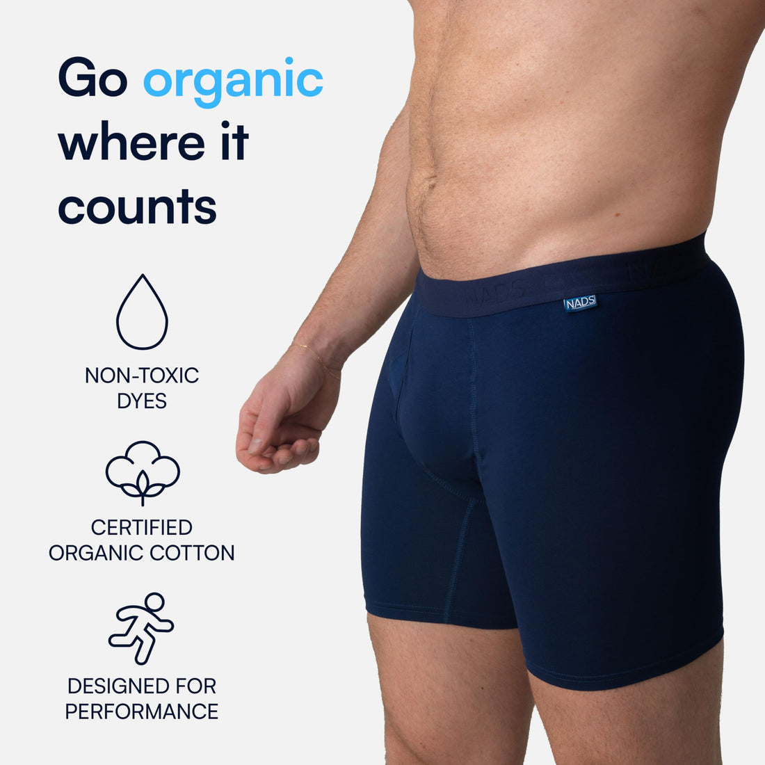 NADS Organic Cotton Boxer Briefs – Hormone-Friendly, Non-Toxic Men’s Underwear for Comfort, Support & Safer Nuts – Multi-Pack