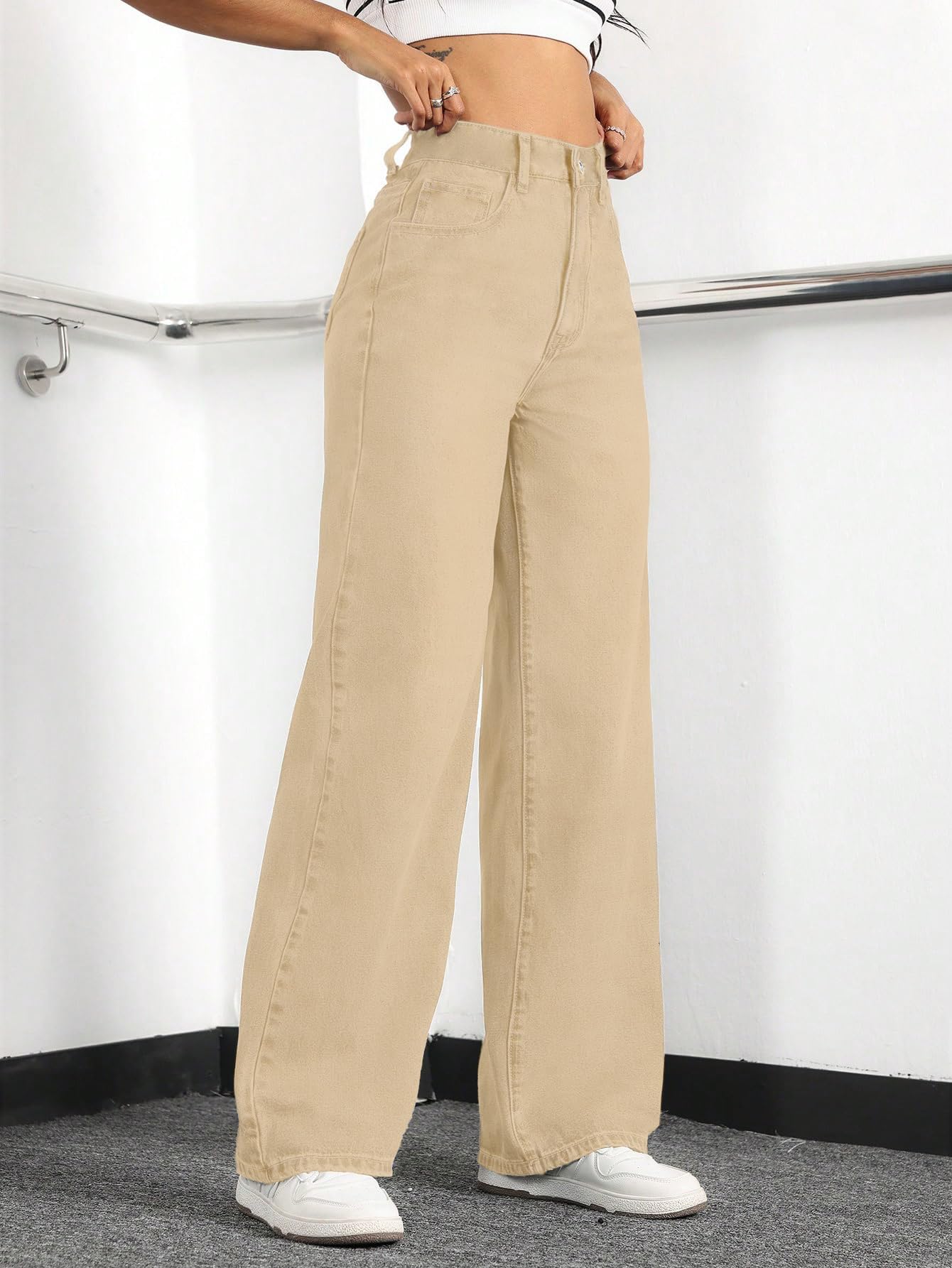 Straight Leg Jeans for Women,High Waisted Wide Leg Loose Stretchy Boyfriend Denim Pants Baggy Jeans for Women