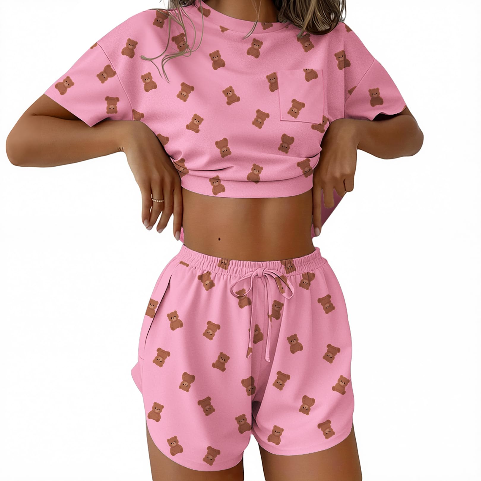 Ekouaer Womens Pajama Sets Sexy Lounge Sets Side Split Short Pj Sets