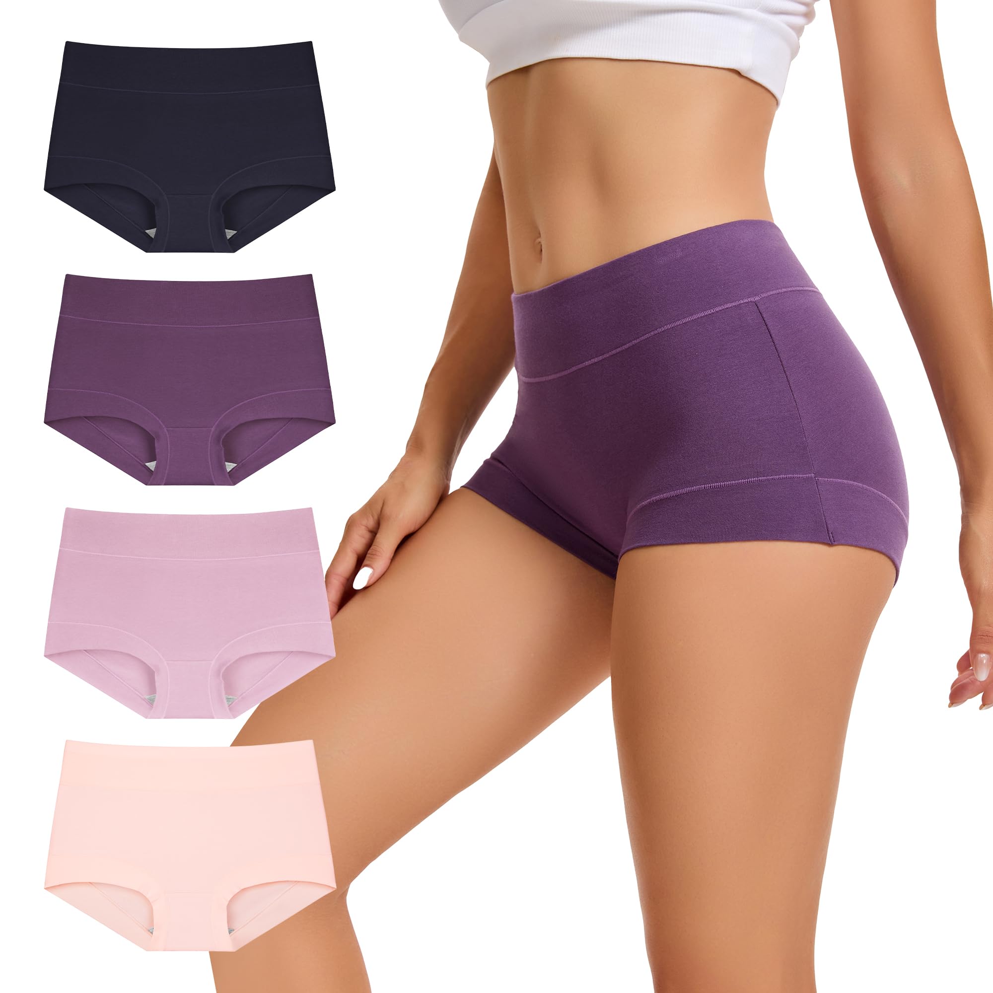 INNERSY Women's Cotton Boyshorts Underwear Soft Boxer Briefs 4-Pack