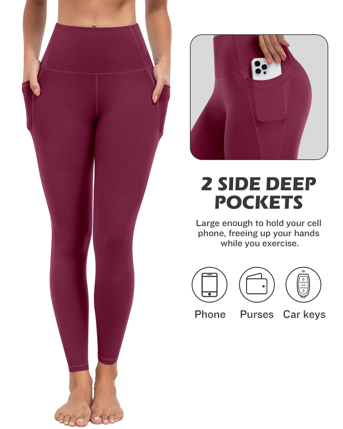 ATHVOTAR Leggings with Pockets for Women, 7 Packs High Waisted Workout Tummy Control Yoga Pants