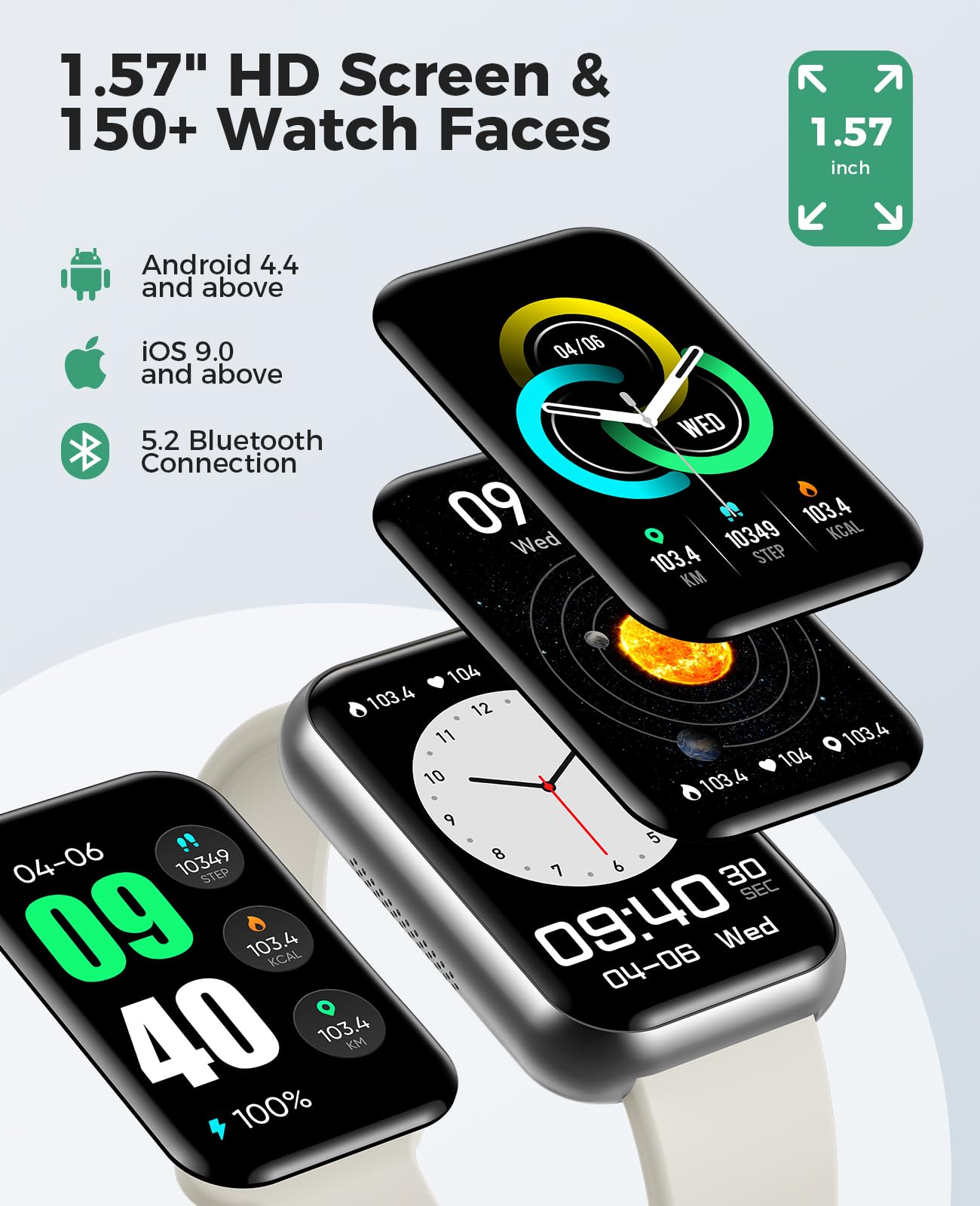 Smart Watch Fitness Tracker, Bluetooth Call, 24/7 Health Monitor for Women