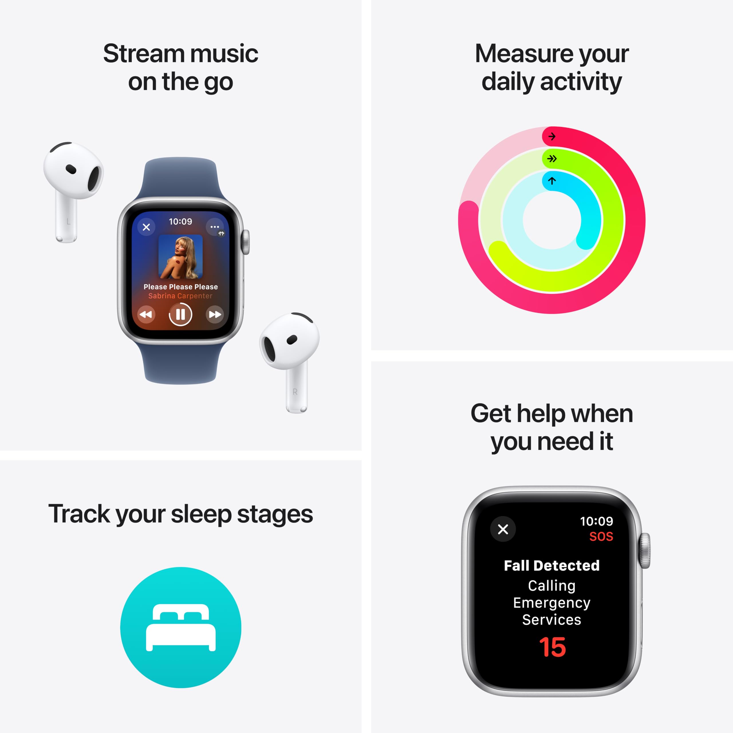Apple Watch SE (2nd Gen) [GPS 40mm] Smartwatch with Midnight Aluminum Case with Midnight Sport Band S/M. Fitness and Sleep Trackers, Crash Detection, Heart Rate Monitor, Retina Display