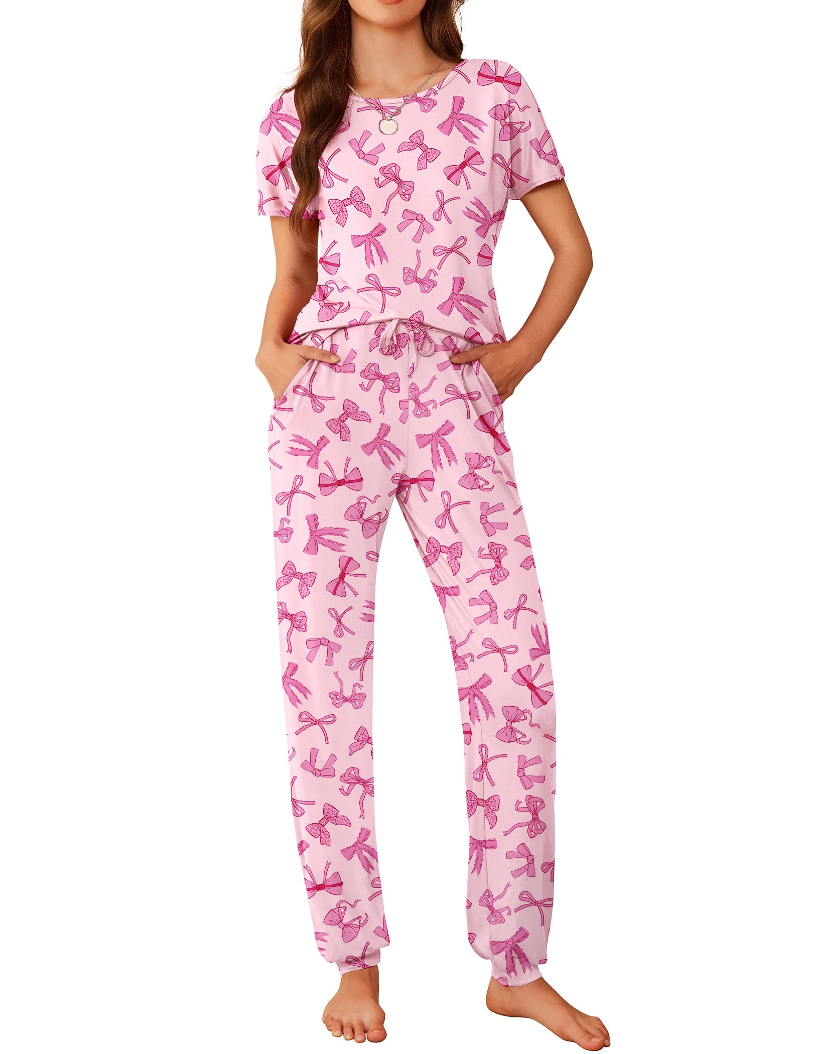 Ekouaer Pajamas for Womens Set Soft 2 Piece Loungewear with Jogger Pants