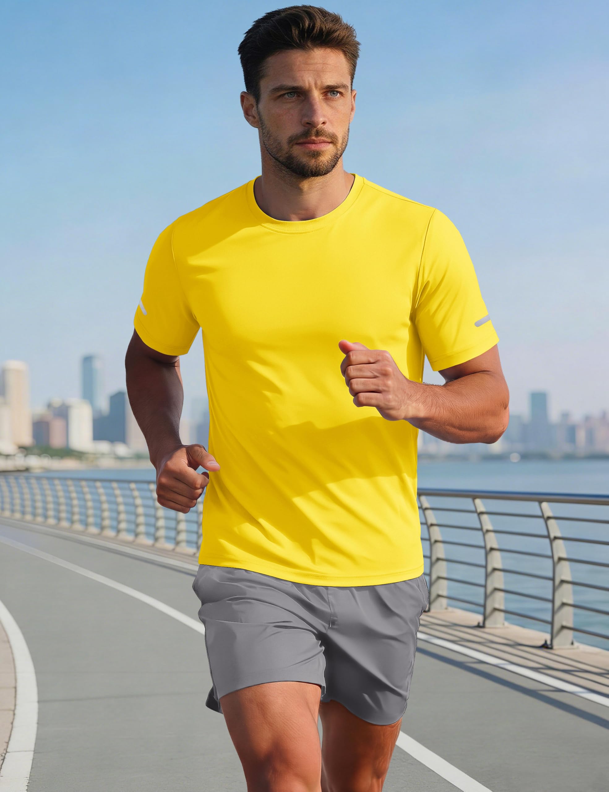 MAGCOMSEN Mens Workout Shirts Dry Fit Sun Protection Athletic Short Sleeve Shirt UPF 50+ Gym Running Swim Rash Guard Top