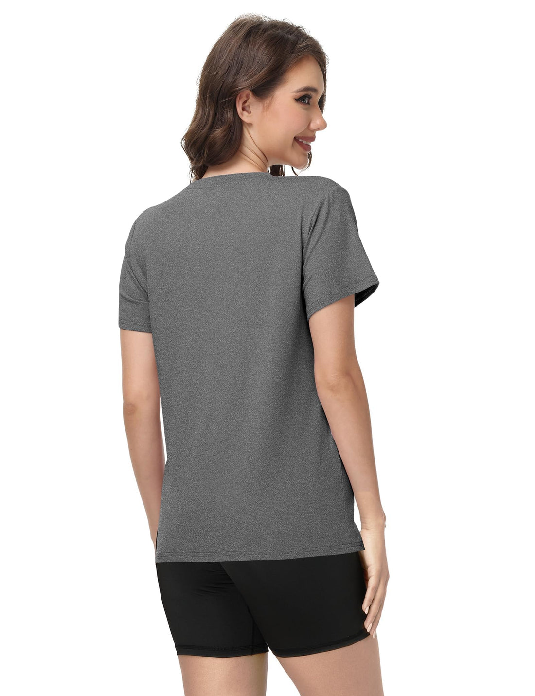 Kinglaman 4 Pack Women Basic T Shirts Tees, Workout Gym Loose Fit Crew Neck Short Sleeve Tshirts Casual Tops