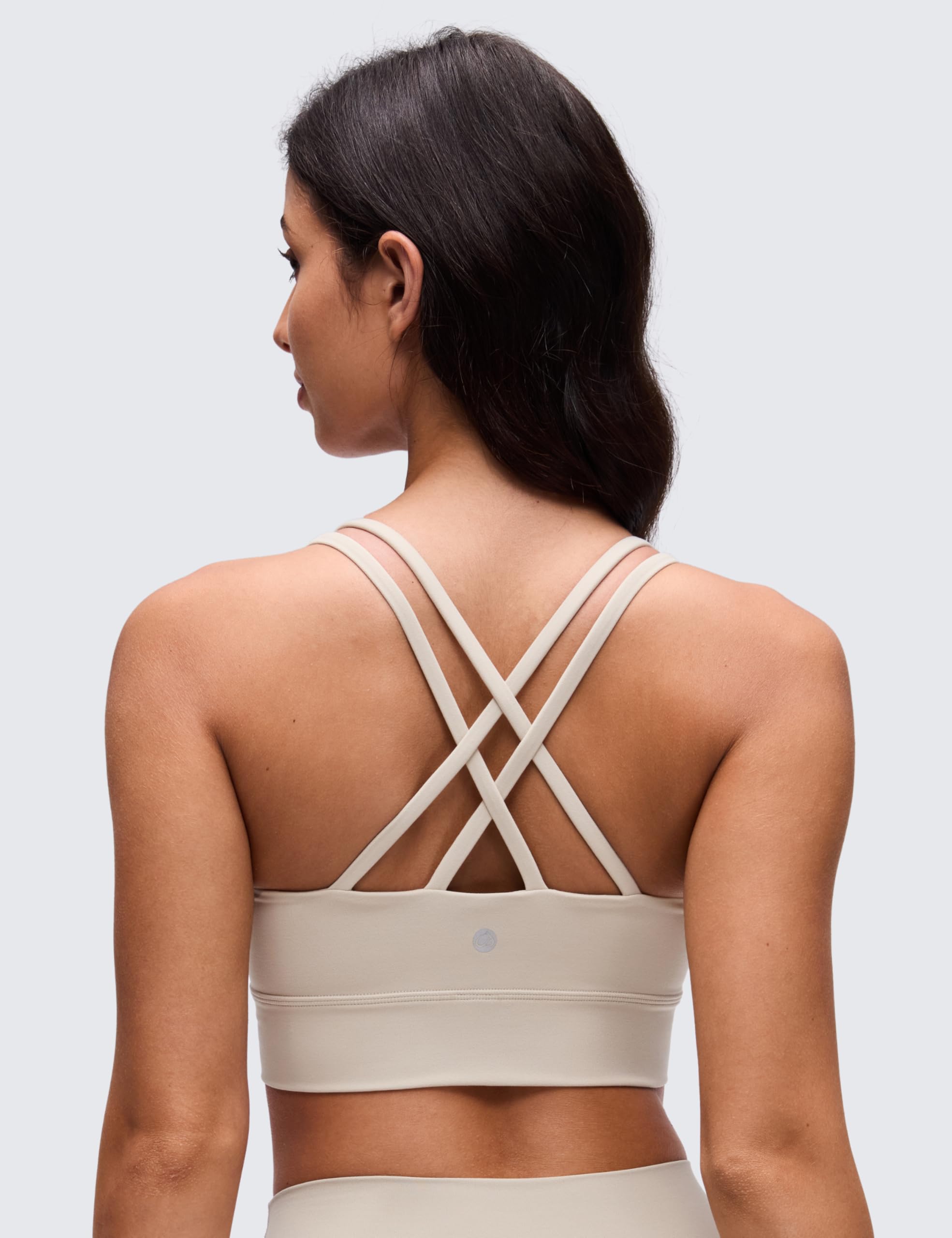 CRZ YOGA Softness Mold Butterluxe Sports Bras | Molded Cup, Light Support, Yoga, Extremely Soft, Longline, Strappy Back, Scoop Neck, for Women
