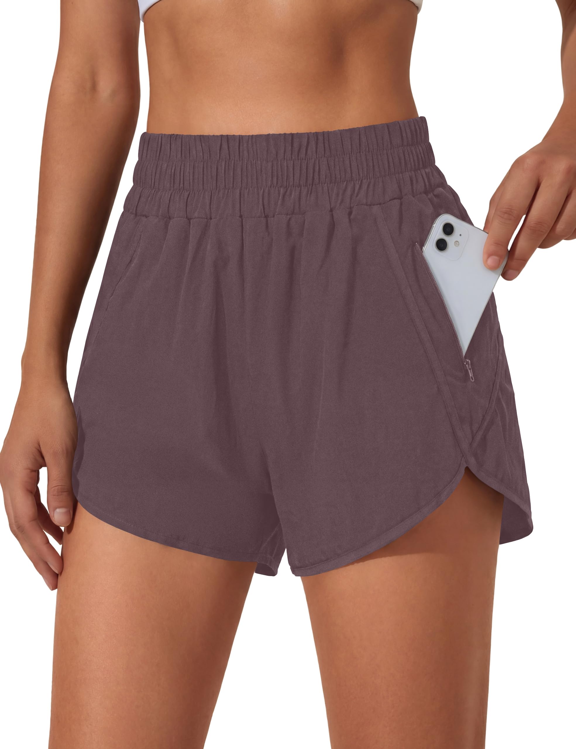 BMJL Women's Running Shorts Elastic High Waisted with Pockets, 2.5" Sporty Workout Quick Dry Athletic Shorts