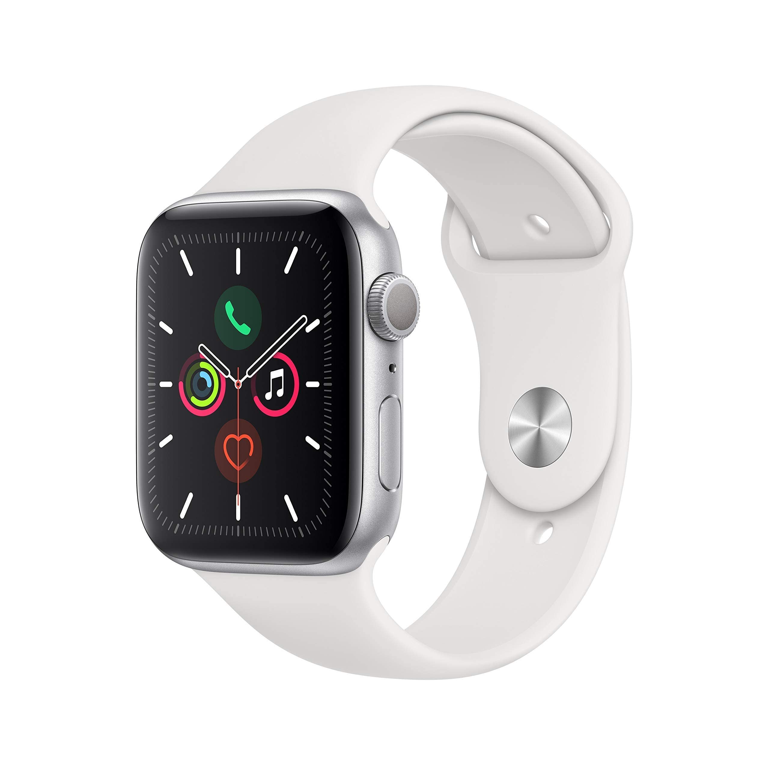 Apple Watch Series 5 (GPS, 44MM) - Space Gray Aluminum Case with Black Sport Band (Renewed)