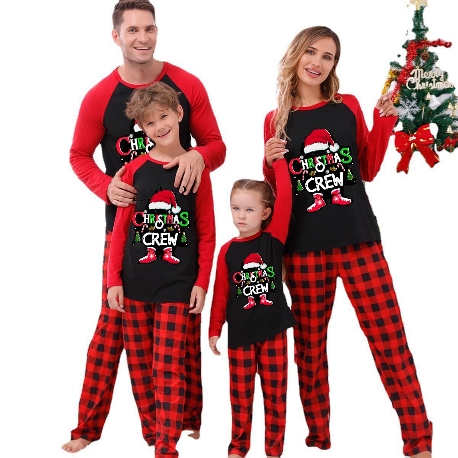 OAKFashion Christmas Pajamas for Family, Xmas Pajamas Family Christmas Pjs Matching Sets Holiday Nightwear Jammies