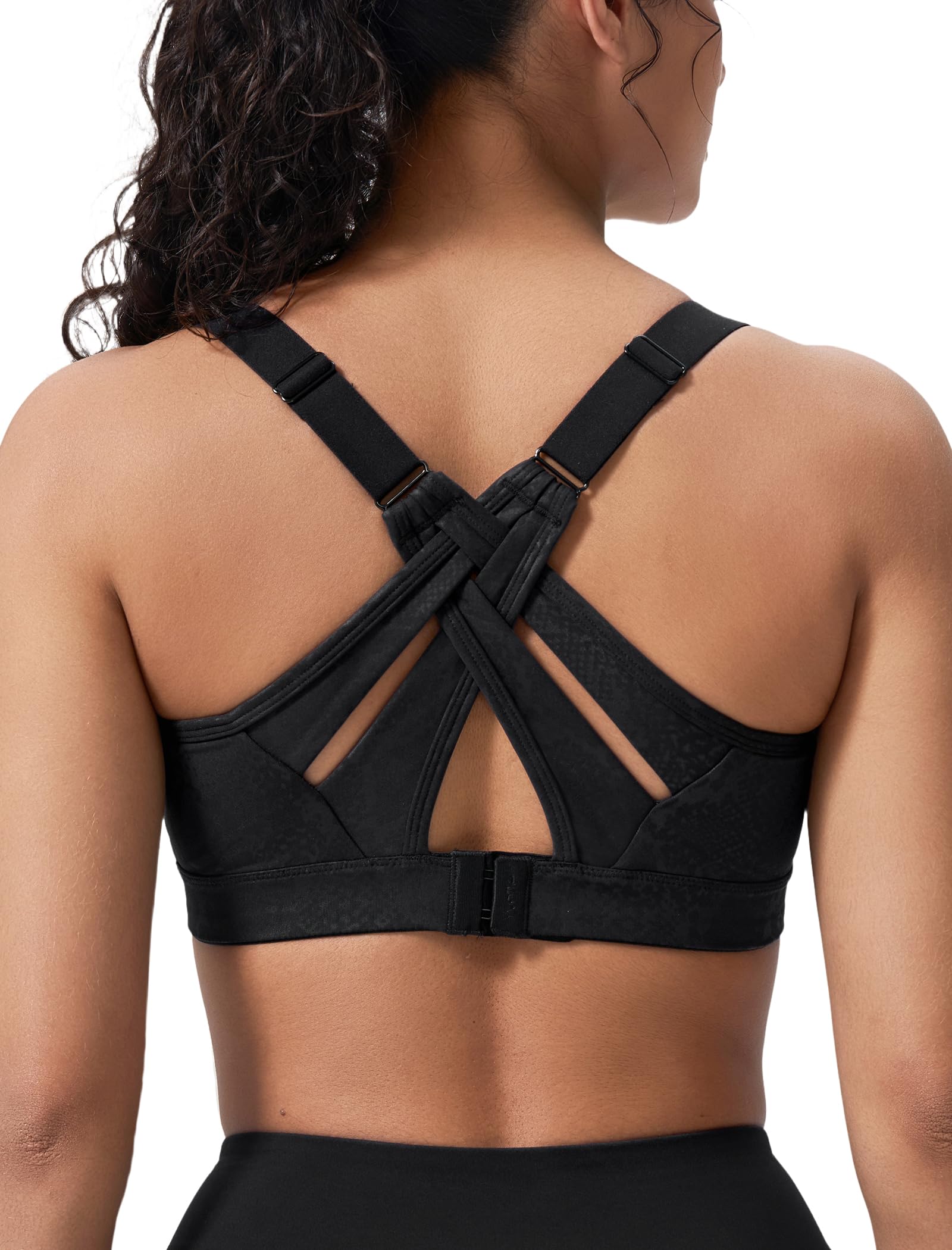 Yvette Criss Cross Adjustable High Impact Running Bra | Pickleball Tennis, Big Bust Plus Size, Adjustable Strap, Wireless Sewn in Pads, No Bounce, Full Coverage, Moisture-Wicking