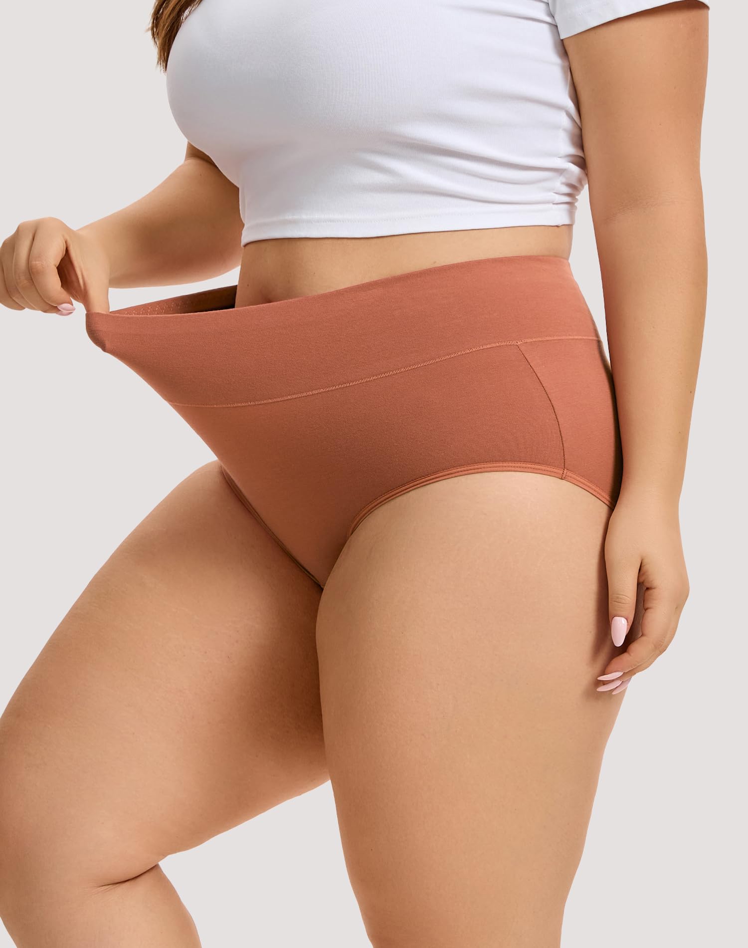INNERSY Women's Plus Size XL-6XL Cotton Underwear High Waisted Briefs Panties 4-Pack