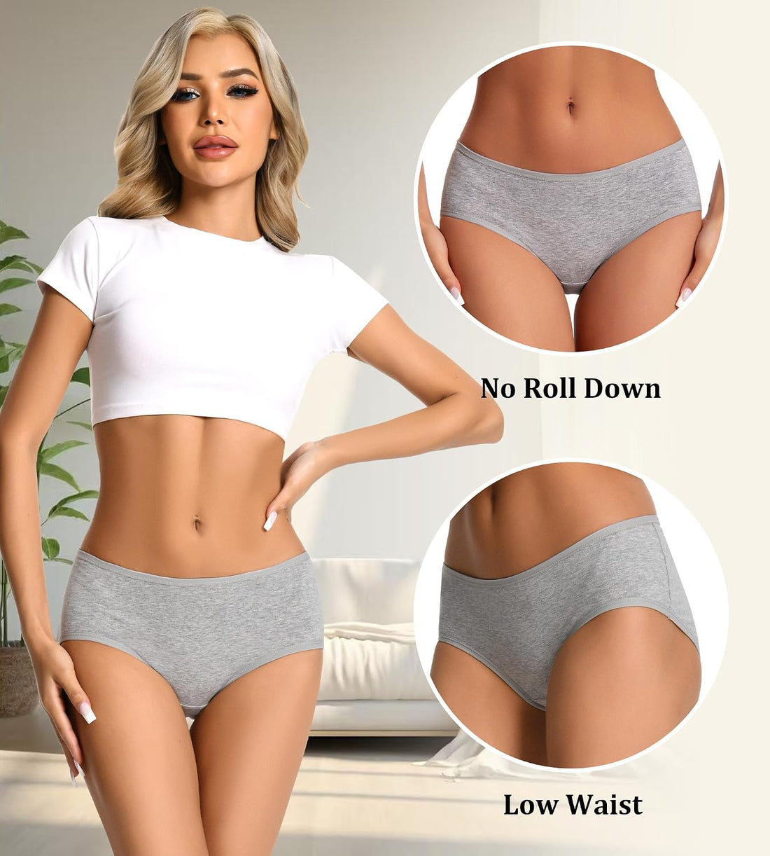 dmuveo Womens Underwear Cotton Soft Hipster Full Coverage Ladies Stretch Panties (Regular & Plus Size)