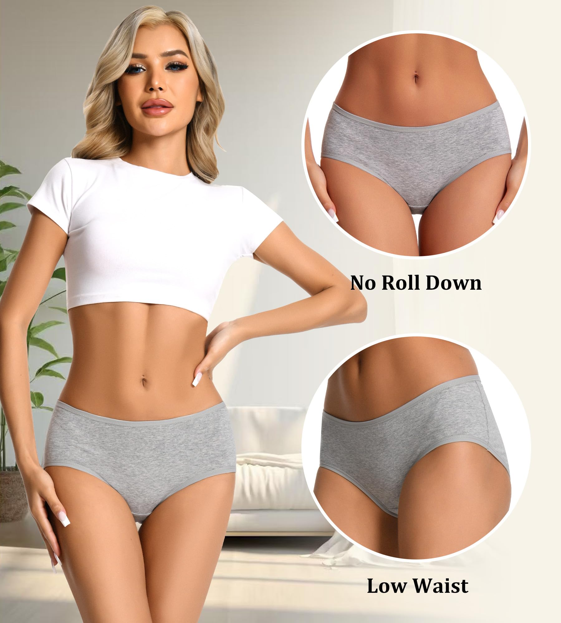 dmuveo Womens Underwear Cotton Soft Hipster Full Coverage Ladies Stretch Panties (Regular & Plus Size)