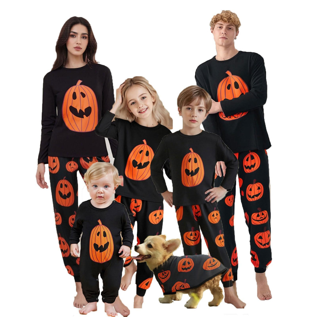 Matching Family Halloween Pajamas Set - Cute Pumpkin Print 2-Piece PJS for Adults & Kids | Holiday Family Pajamas