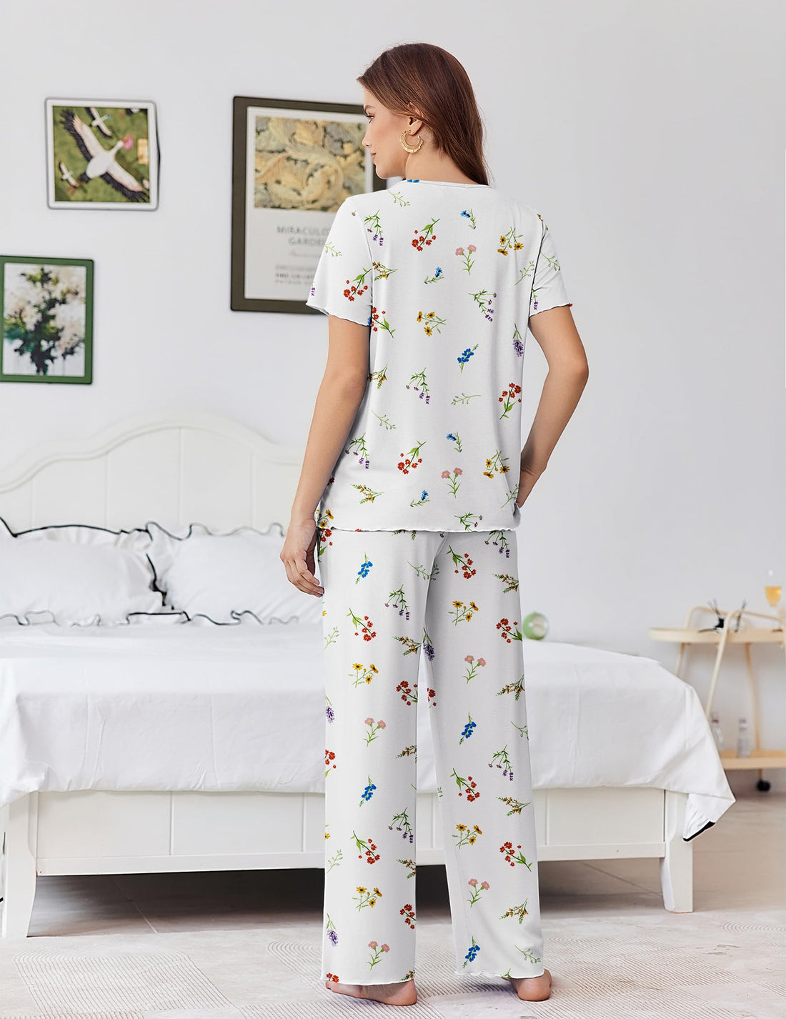 Ekouaer Womens Pajama Sets Viscose from Bamboo Top With Pants Lounge Set