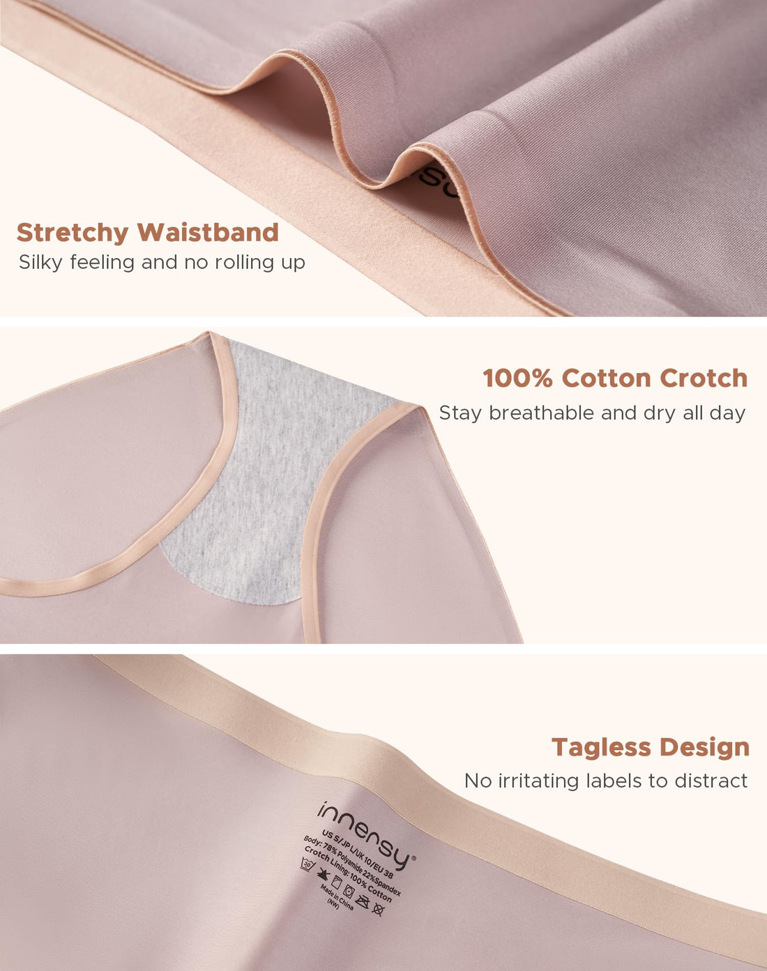 INNERSY Women's Underwear Silky Hipster Panties 3-Pack