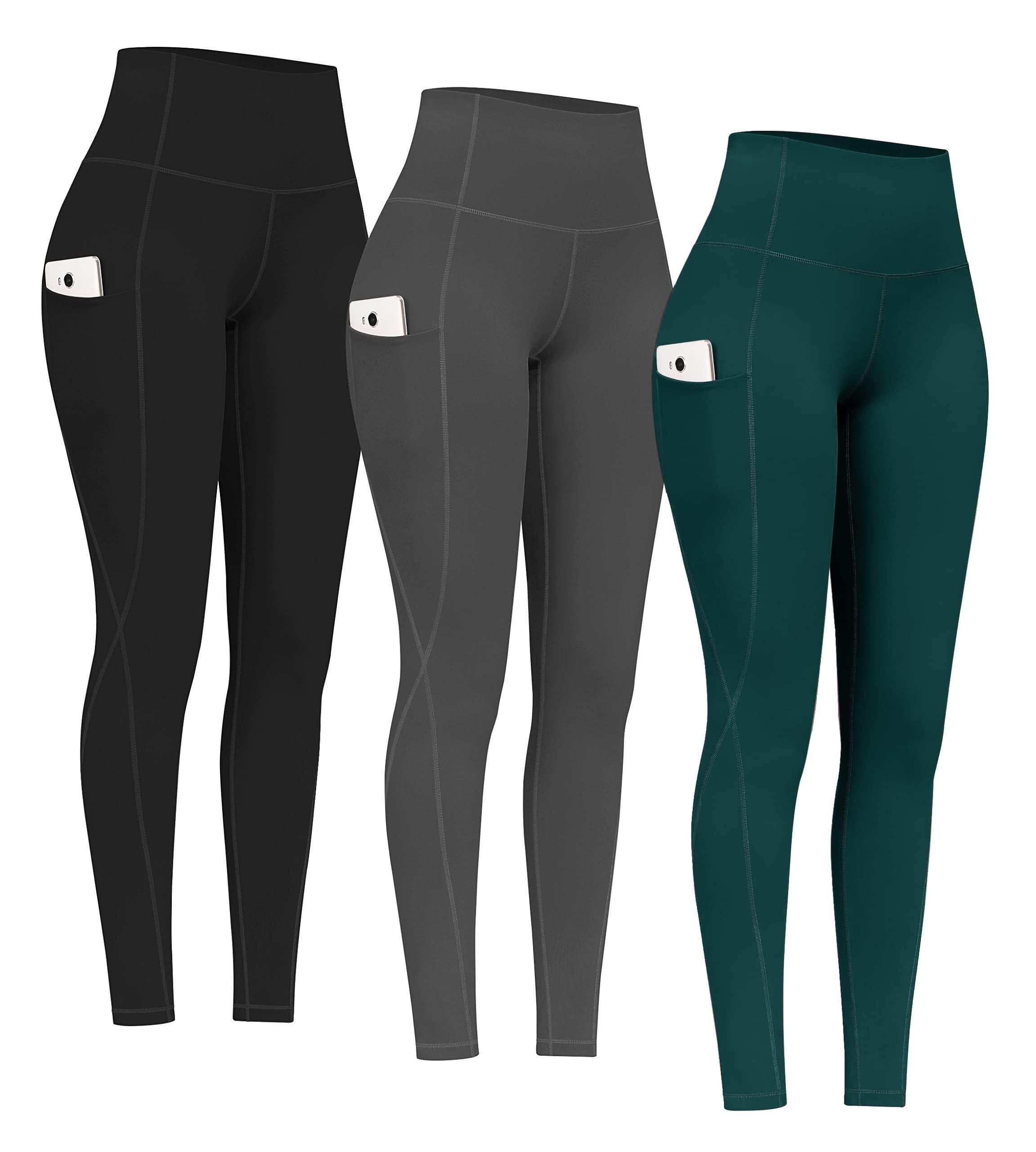 PHISOCKAT 2 Pack High Waist Yoga Pants with Pockets Tummy Control Leggings | Compression Leggings For Women,Non See-Through,4 Way Stretch,Breathable Fabric, Workout Leggings