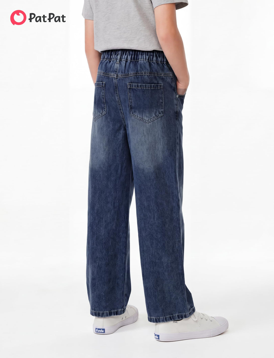 PATPAT Boys Baggy Jeans, Classic Straight Leg Jeans for Boys, 5-14 | Comfort & Breathable Boys' Jeans, Elastic Baggy Pants for Growing Child, School Attire, Outdoor, Gift Giving