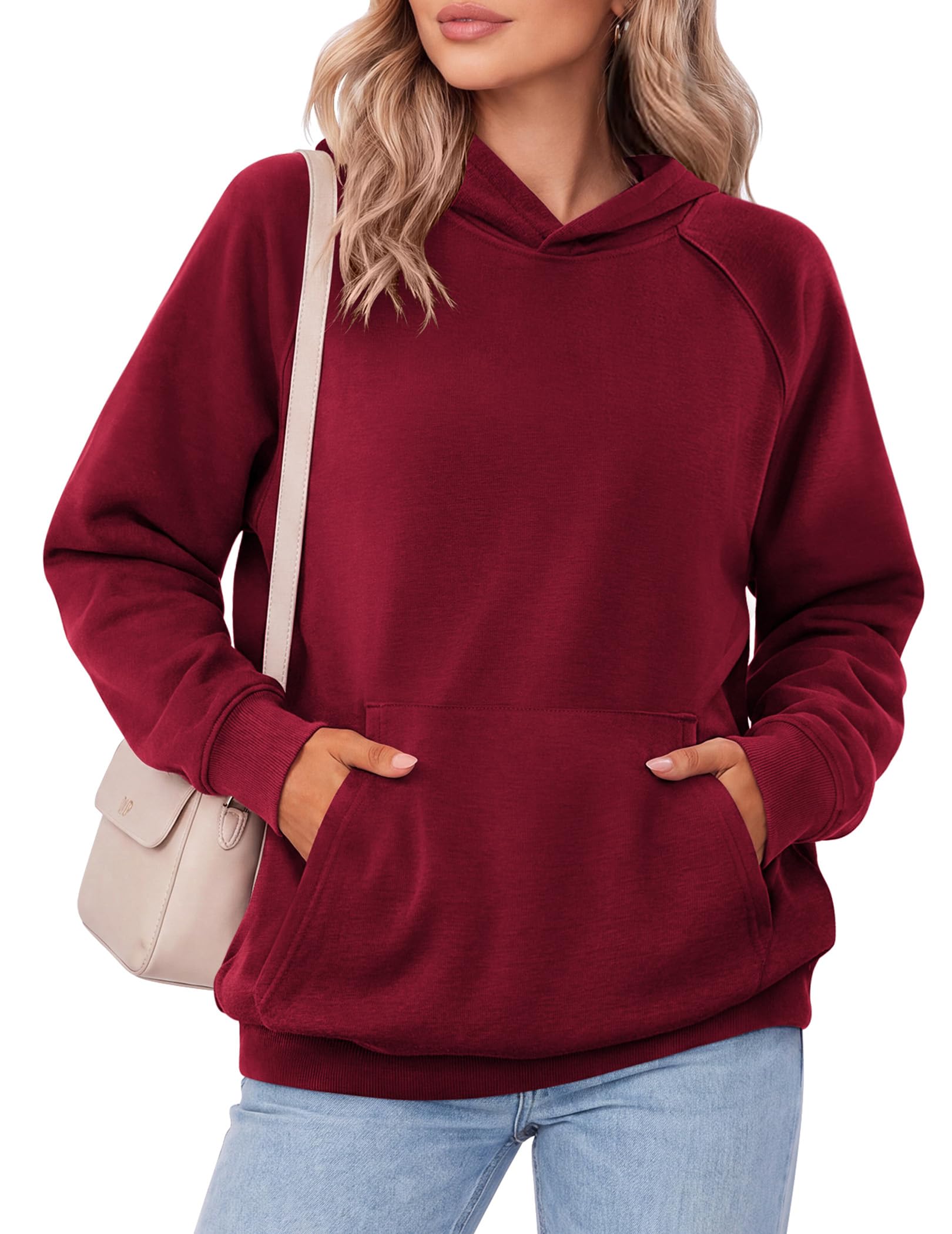 Zeagoo Womens Oversized Hoodies Pullover Fleece Hooded Sweatshirt Trendy | Comfort Hoodie, Womens Fall Clothes, Kangaroo Pocket, Raglan Sleeves, Long Sleeve, Solid Color, Casual, Winter, Midweight