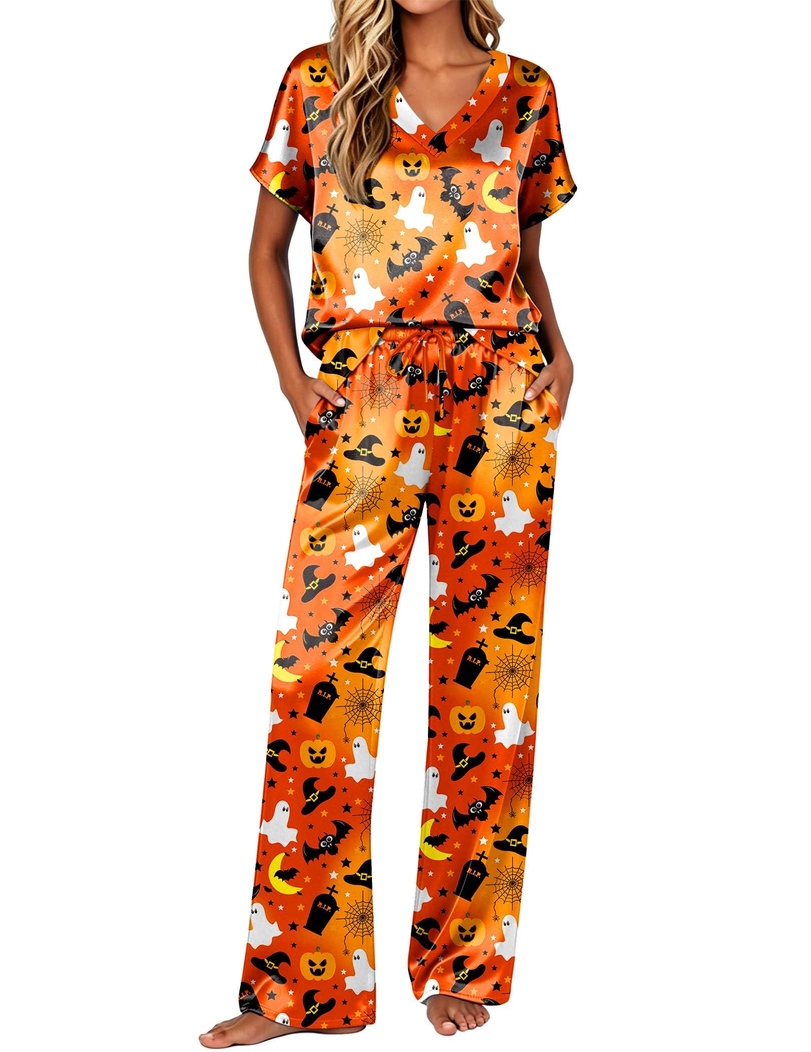 Ekouaer Womens Silk Pajamas Set 2 Piece Satin Pjs Cap Sleeve Loungewear