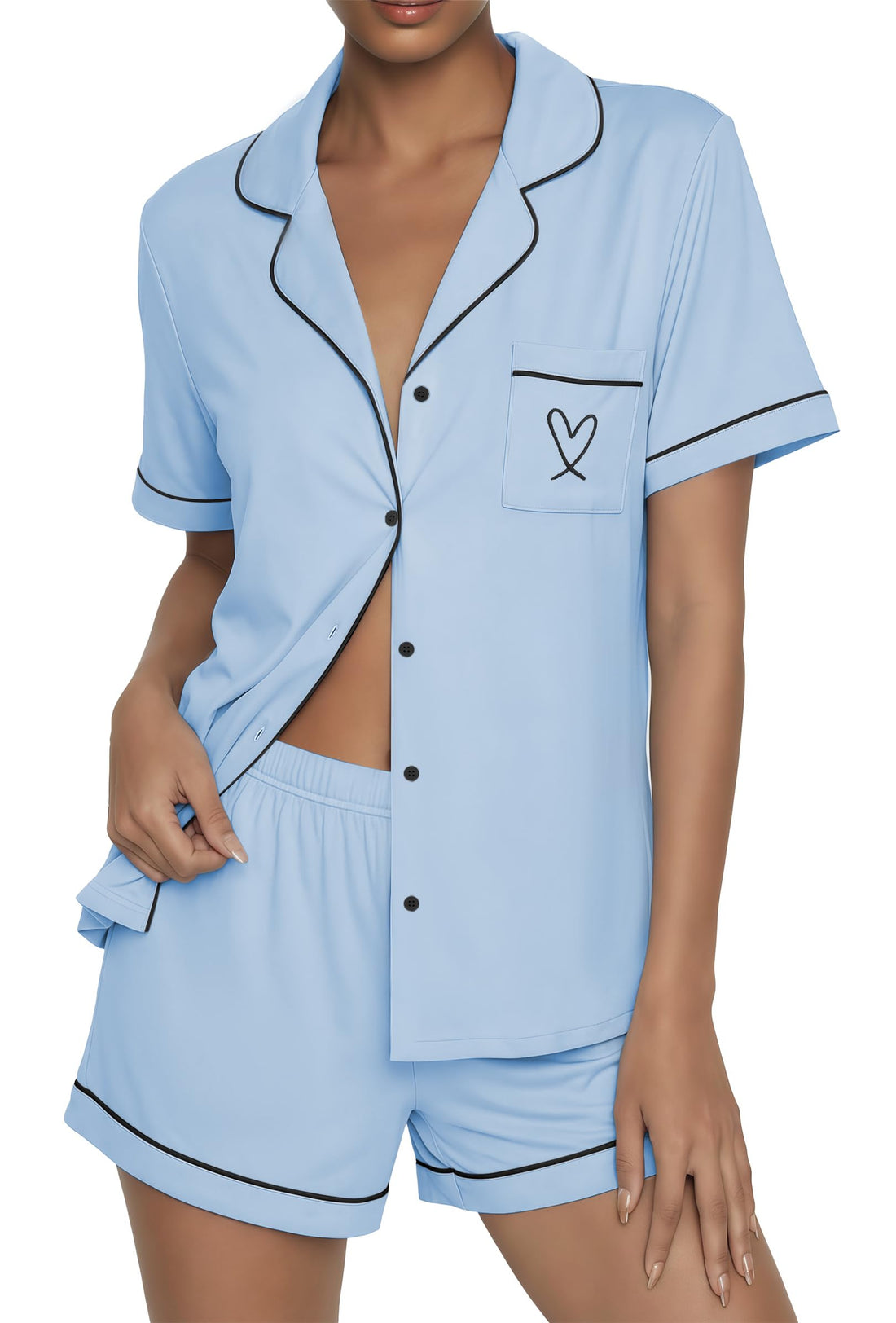 Ekouaer Womens Pajama Sets Button Up Pjs 2 Piece Short Sleeve Sleepwear