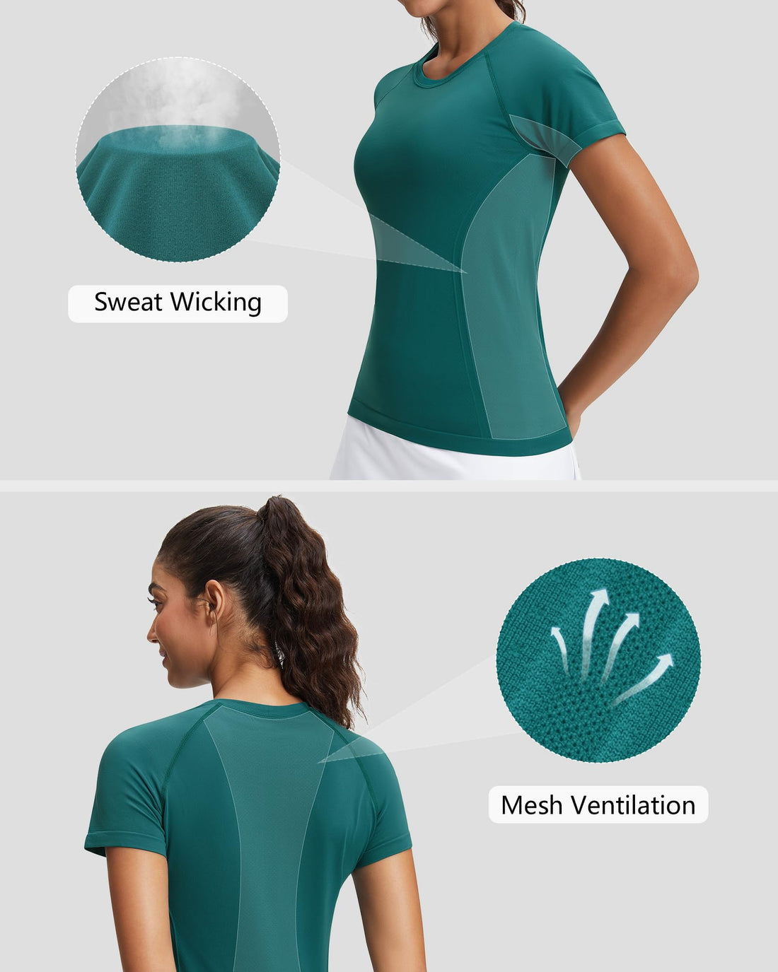 Stelle Womens Workout Tops Short Sleeve Seamless Athletic Shirts Yoga Gym Running T-Shirts