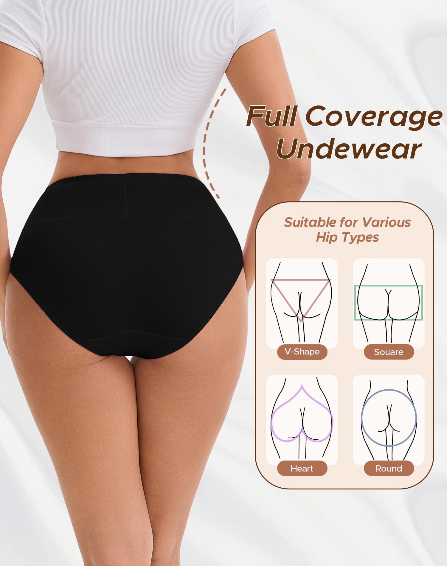 INNERSY Women's Modal Underwear Soft High Waist Briefs 4-Pack