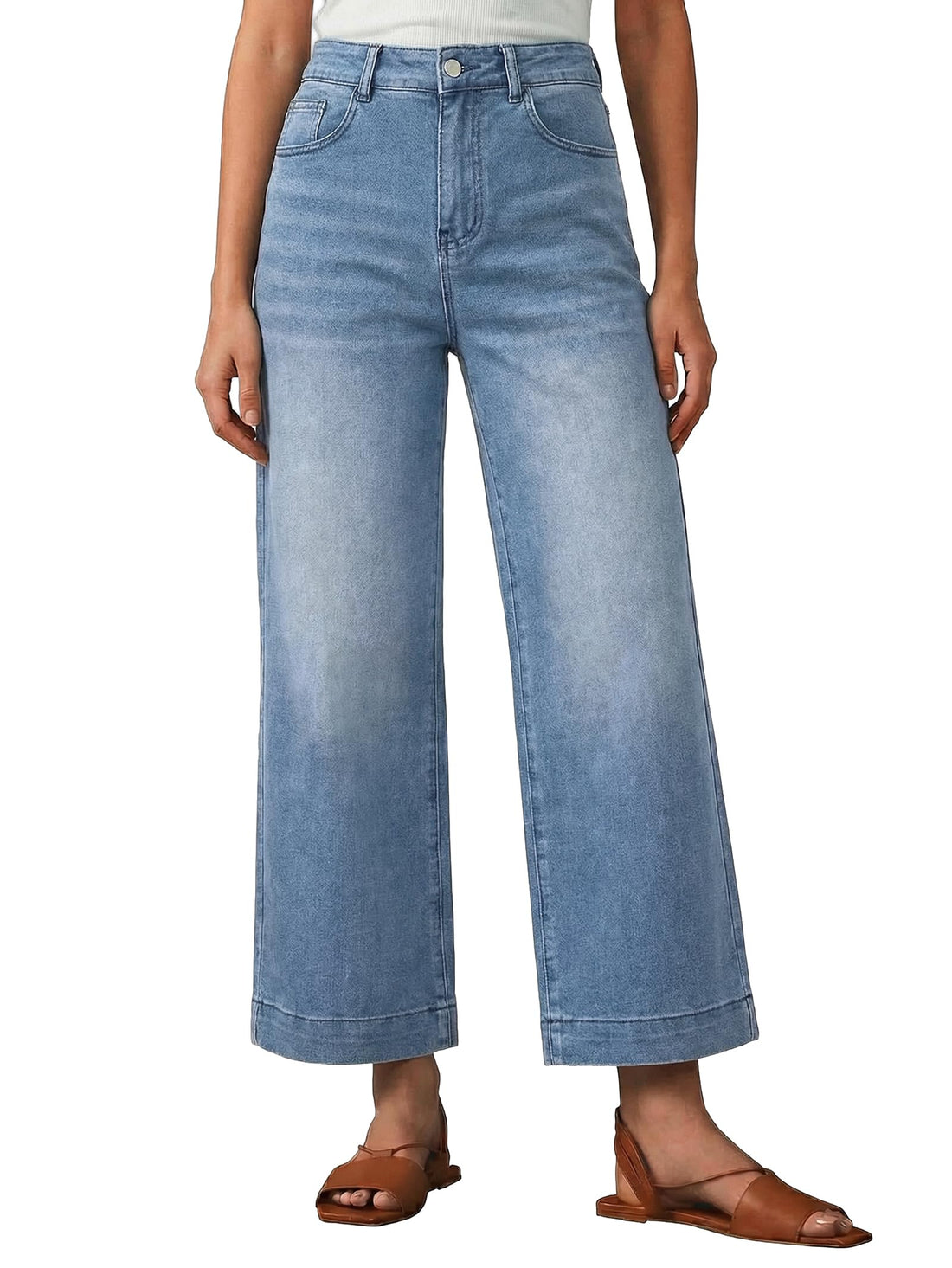 EMMIOL Women's 2026 Wide Leg Jeans Distress High Waist Stretchy Baggy Denim Pants Trousers Clothing