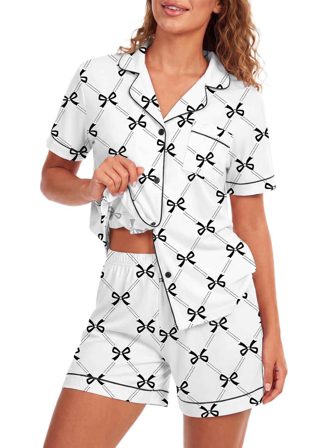 LYANER Women's Heart Print Pajamas Sets
