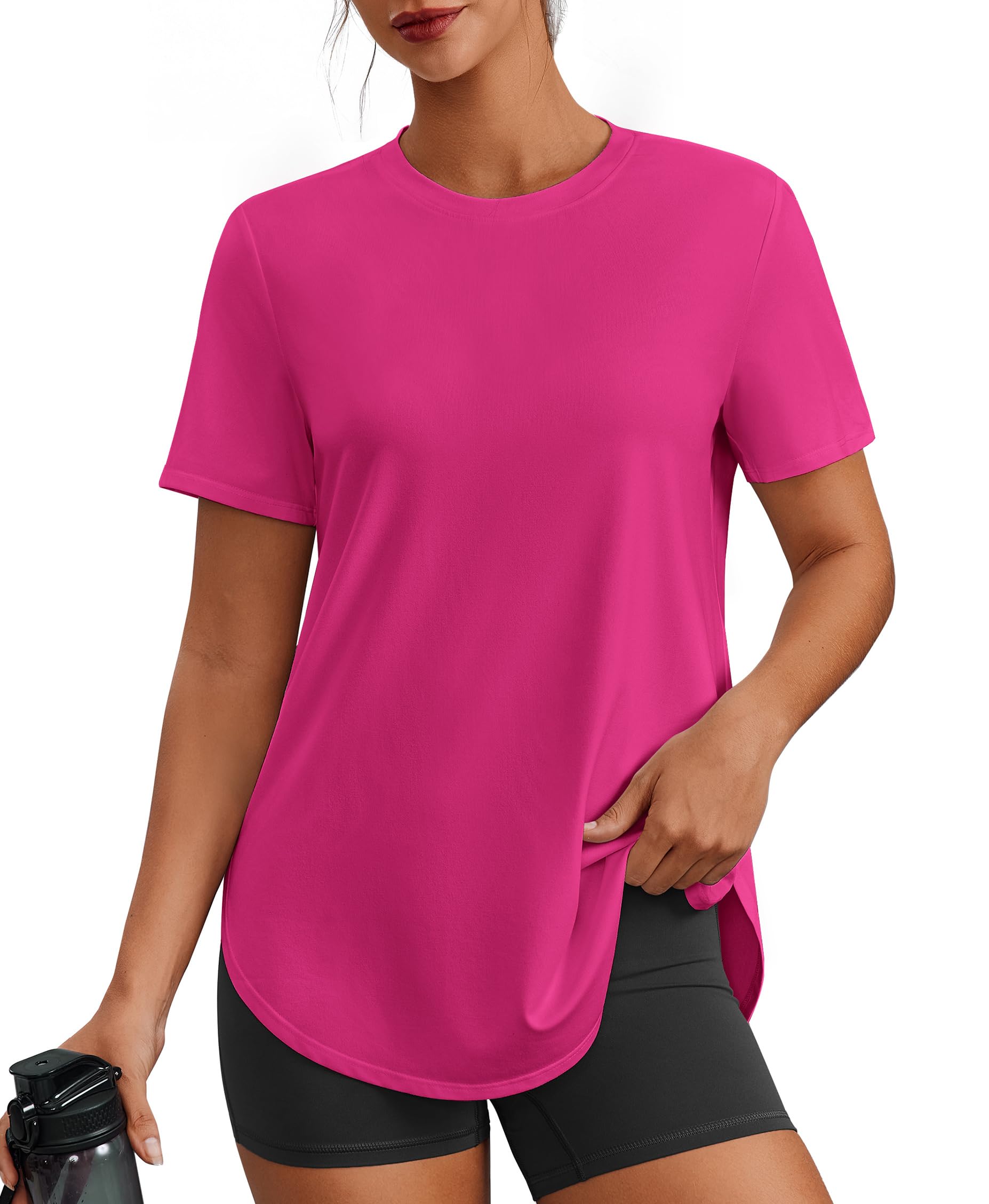 PINSPARK Workout Tops for Women Short Sleeve Athletic Shirts UPF 50+ Quick Dry Running Outfits for Exercise Gym Hiking S-3XL