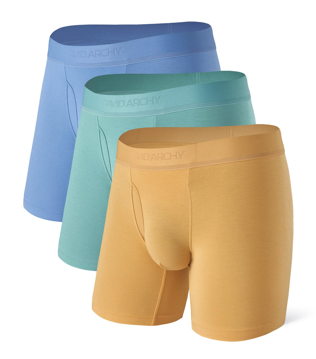 DAVID ARCHY Mens Underwear Breathable Silky Soft Modal Boxer Briefs for Men Pack 4, Wide Waistband No Ride Up
