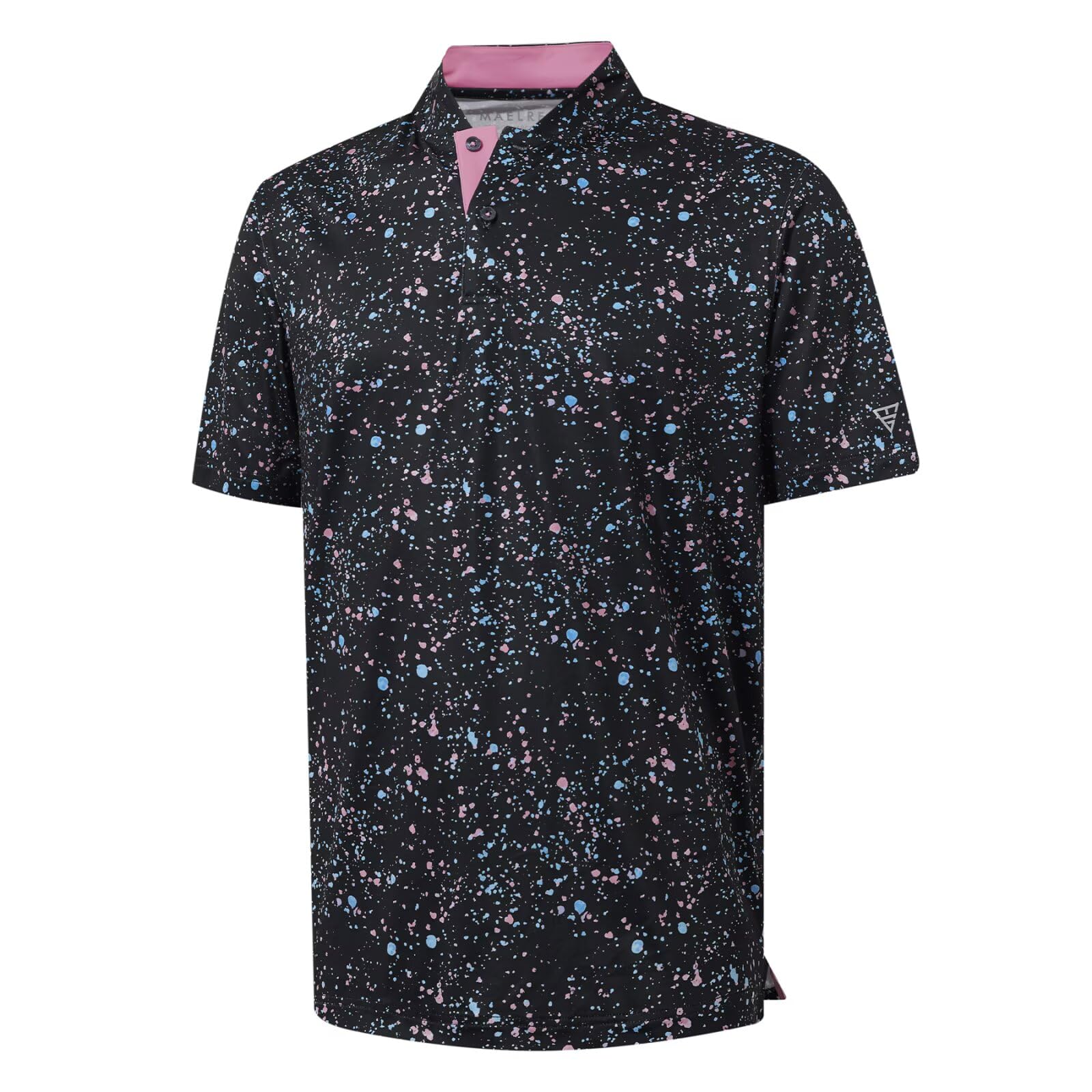 M MAELREG Golf Shirts for Men Collarless Performance Dry Fit Stretch Henley Casual Printed Mens Polo Shirts Short Sleeve