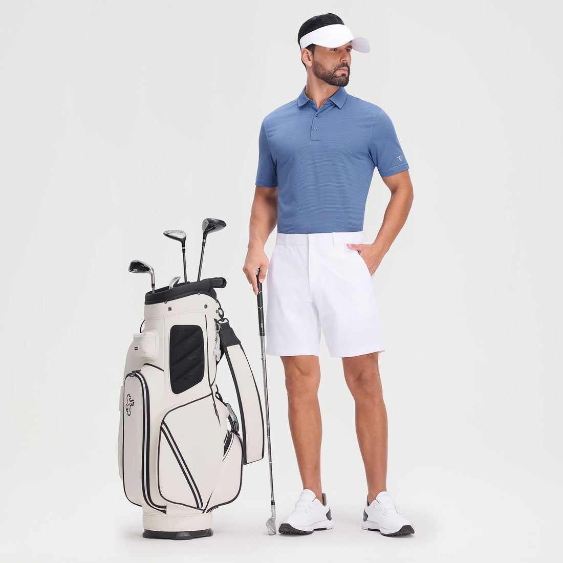 M MAELREG Men's Jacquard Stripe Golf Shirts Quick Dry Performance Short Sleeve Moisture Wicking Polo Shirt for Men