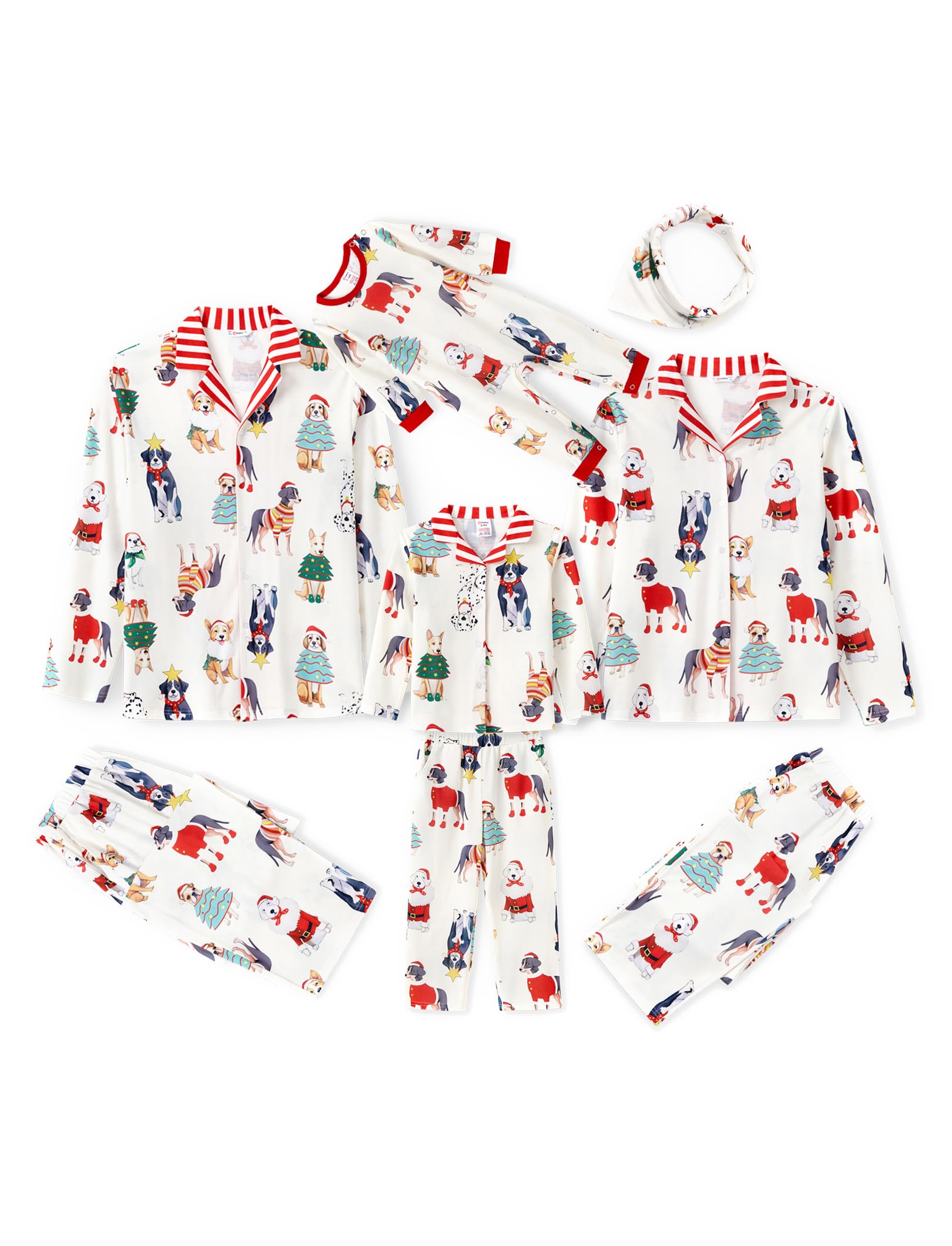 PATPAT Button Down Christmas Pajamas, Button Up Pjs for Family Christmas Party Long Sleeve Lounge Sets