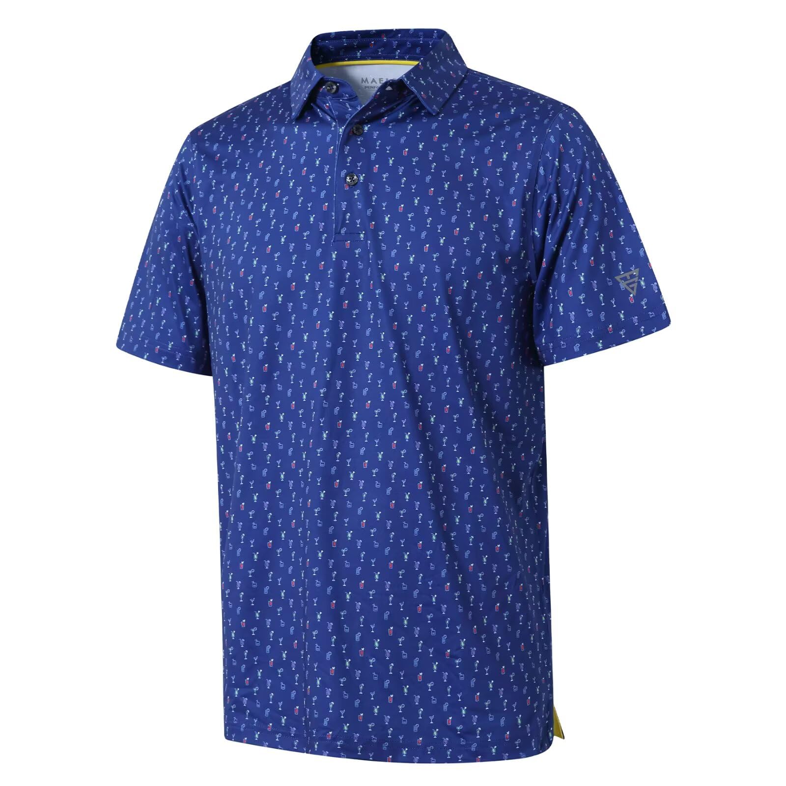 Golf Shirts for Men Dry Fit Short Sleeve Print Performance Moisture Wicking Polo Shirt
