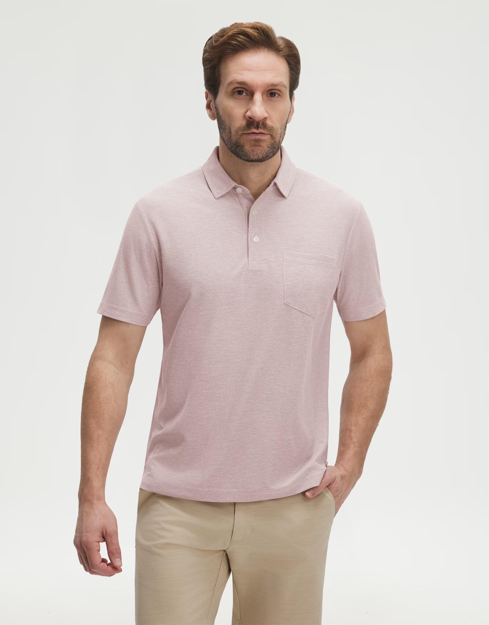 M MAELREG Golf Shirts for Men Heather Pocket Lightweight Moisture Wicking Cllared Stretch Mens Polo Shirts Short Sleeve