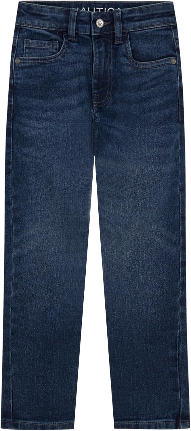 Nautica Boys' Classic Fit Straight Leg Denim Jeans, 5-Pocket Style, Zipper Fly & Button Closure