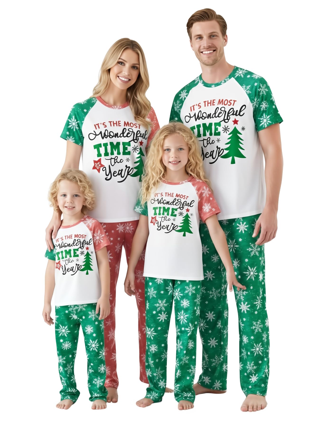 IFFEI Family Christmas Pajamas Matching Sets with Short Sleeve Tops