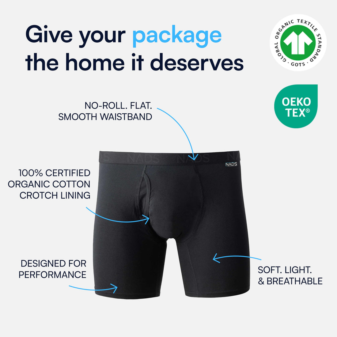 NADS Organic Cotton Boxer Briefs – Hormone-Friendly, Non-Toxic Men’s Underwear for Comfort, Support & Safer Nuts – Multi-Pack